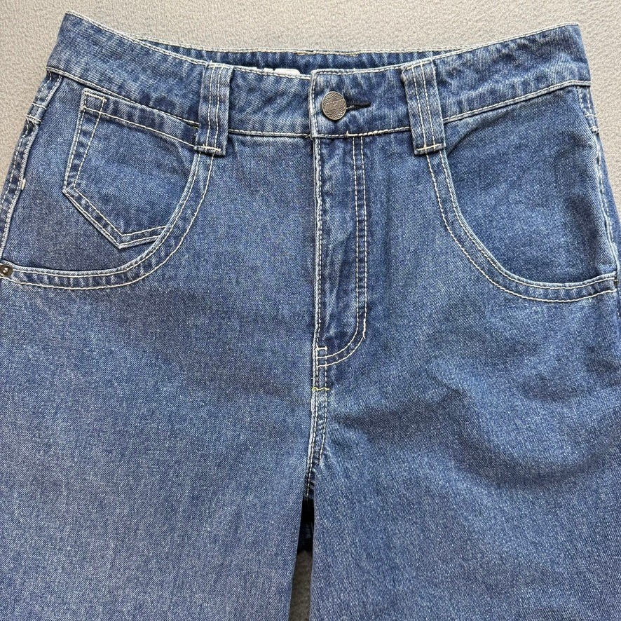 Y2K JNCO Style A-Lab Jeans Womens 8 Analog Wide Leg Graphic Pocket Skate Retro