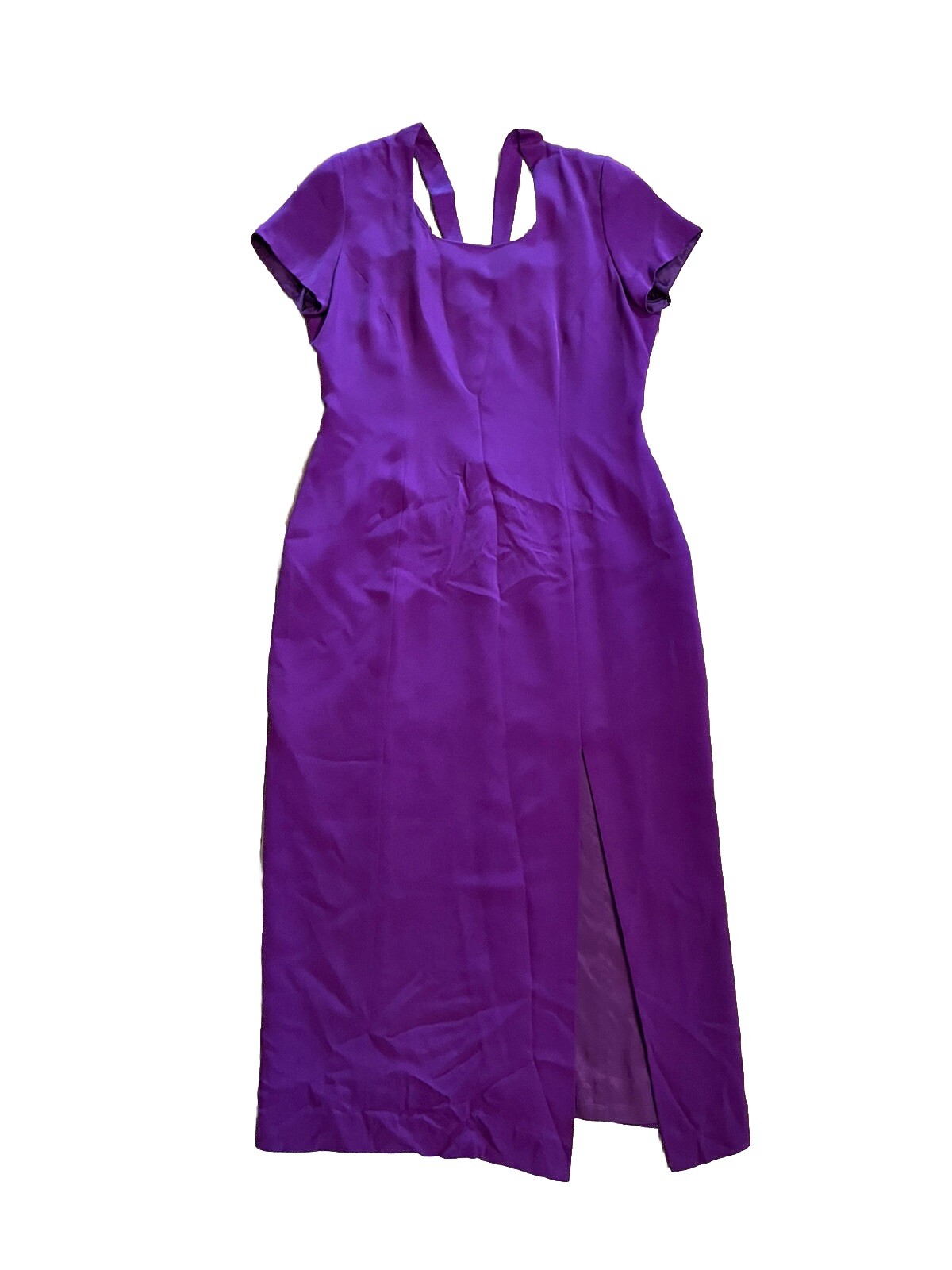 100% SILK VINTAGE y2K DRESS BY ADRIANNA PAPELL Petite sz 10 Purple