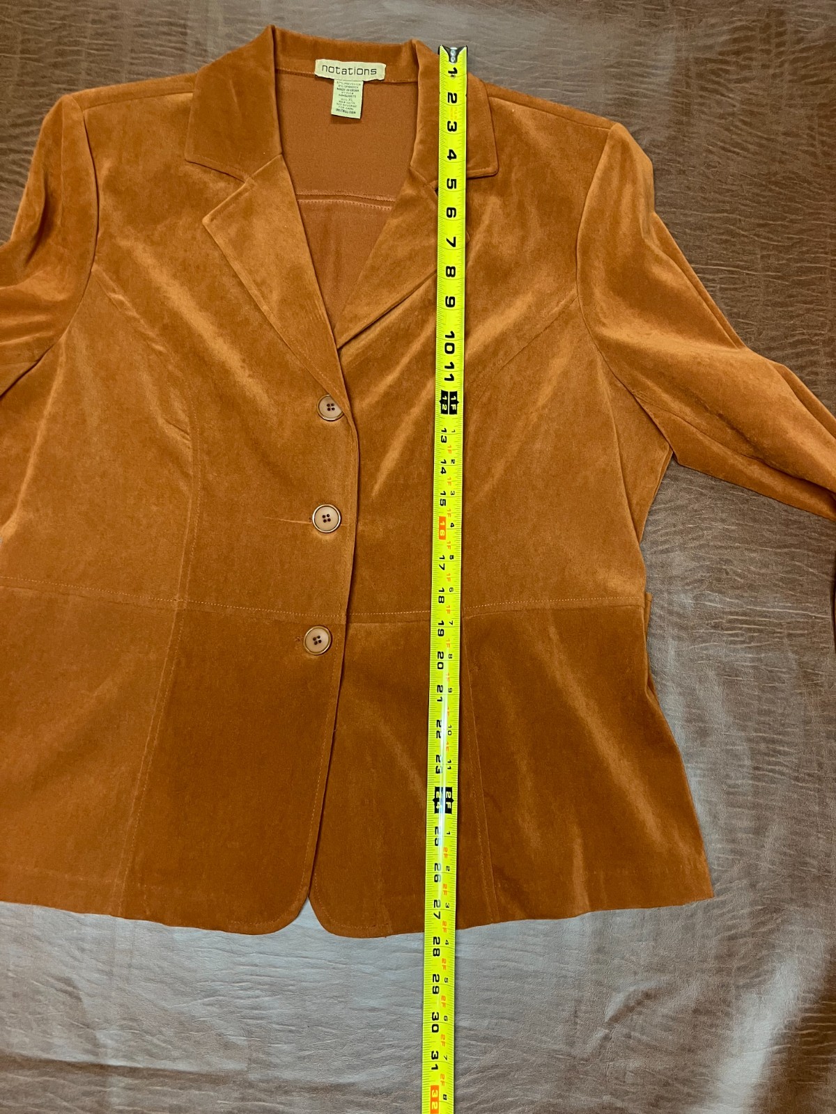 Vintage Notations Burnt Orange Blazer – Size XL – Faux Suede – Classy !