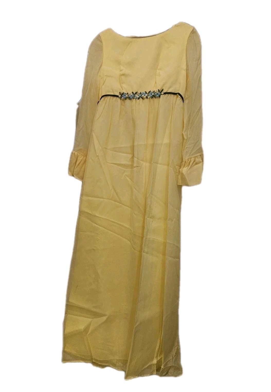 Vintage 1970s Yellow chiffon Lorrie Deb San Francisco Maxi Dress size S