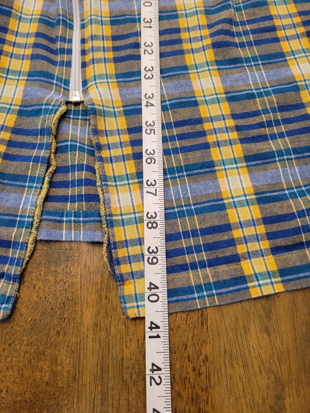 Vtg Coffee Coats By Saybury Women’s Blue Yellow Plaid Sz Med Embroidered Floral