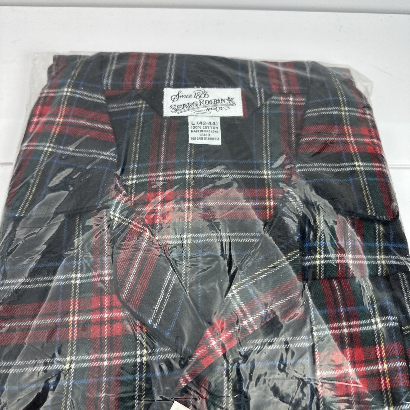 NOS Vintage Sears & Roebucks Men’s Flannel Pajamas Red Plaid Size L