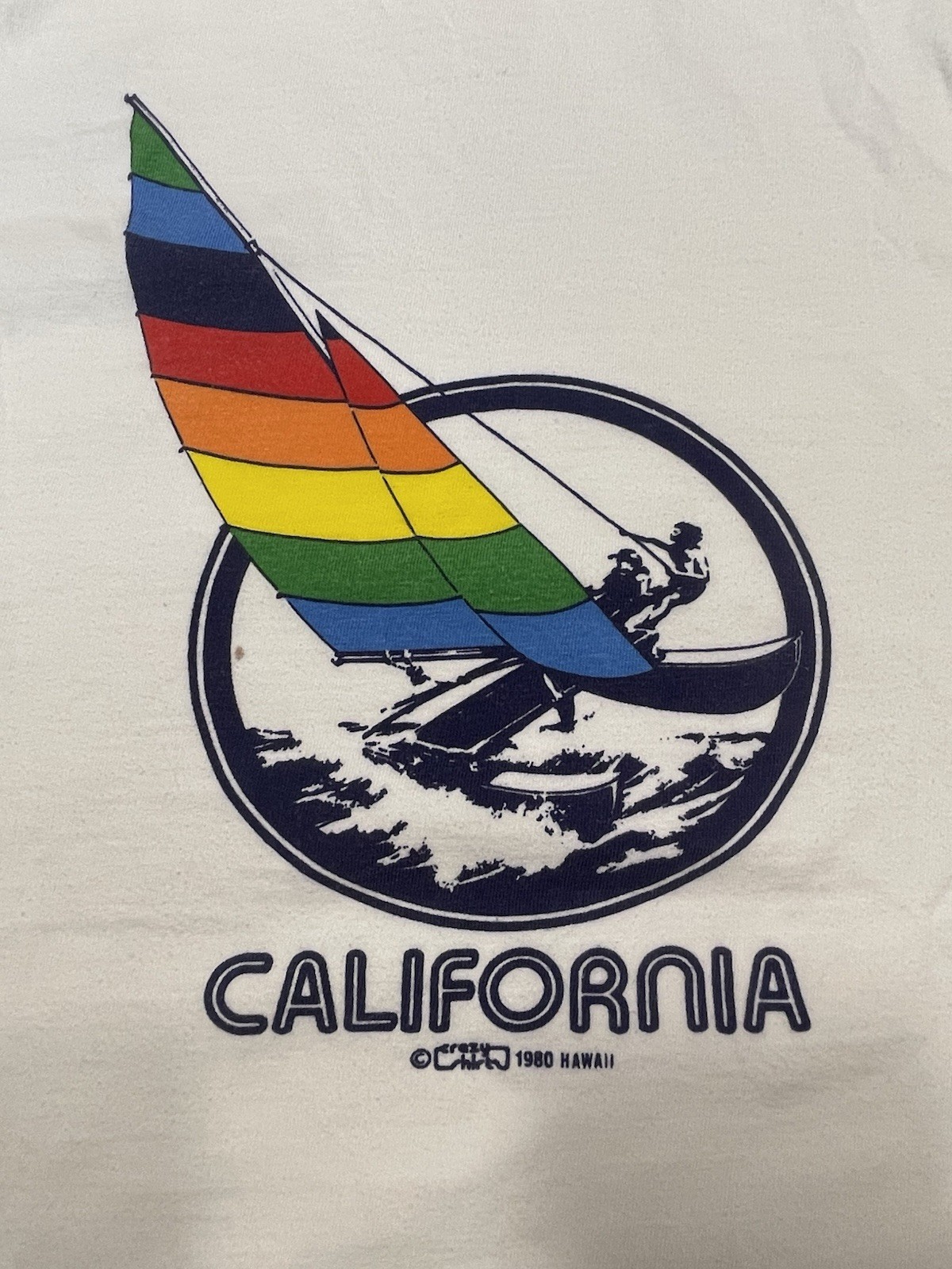 VTG Crazy Shirt Women Shirt Medium Long Sleeve Rainbow Sailboat California