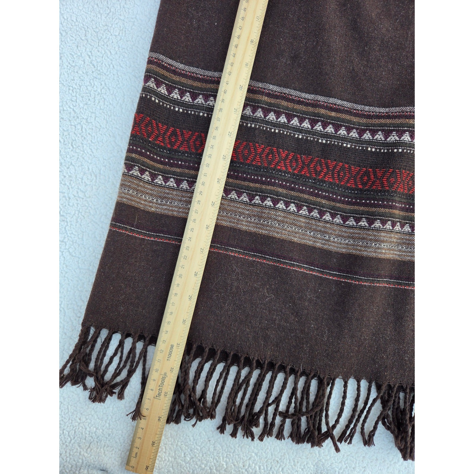 Michele Wool Blend Midi Skirt Womens 10P Brown Fringe Southwestern Vintage Lined