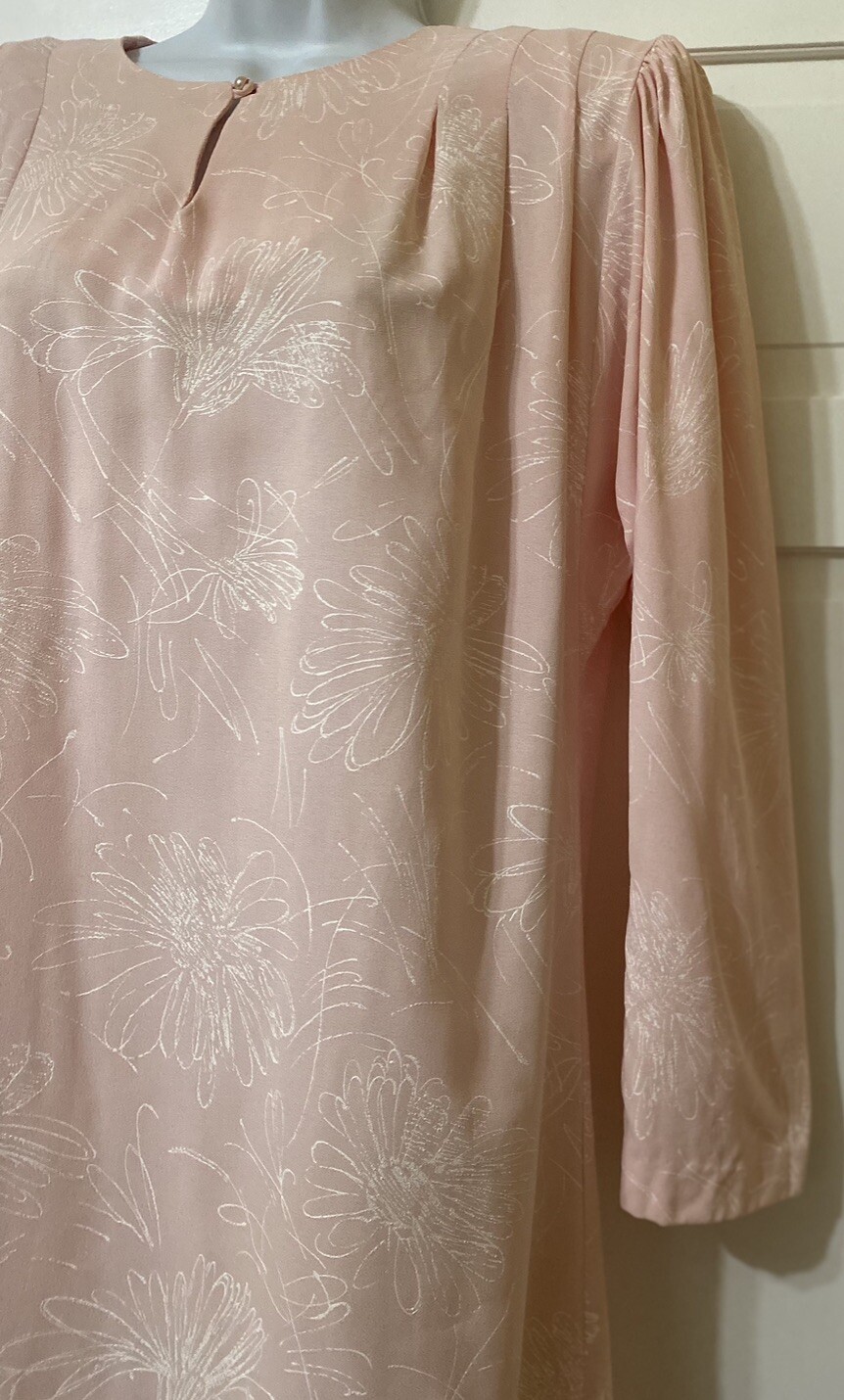 Flaw Vintage 1980’s Pellini Von Bramlett Pink Floral Sheath Dress USA Size 5/6