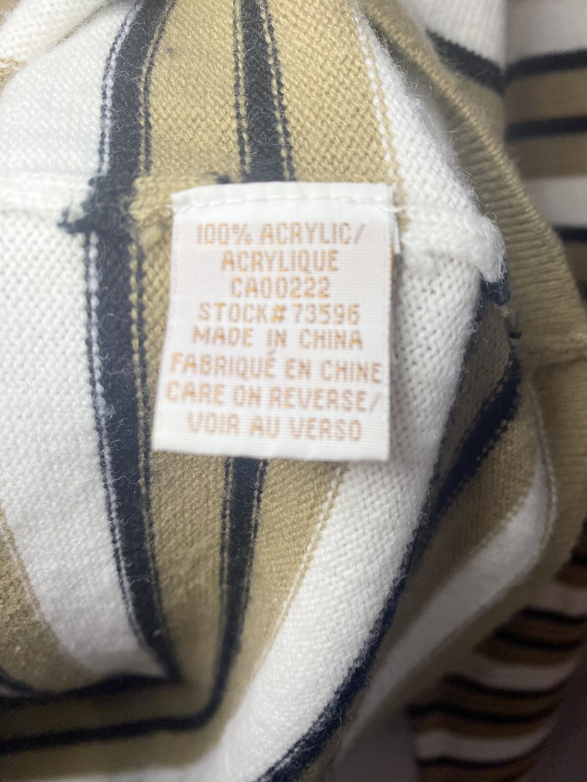 Vintage Sweater Mock Neck Contemporary Style Striped Tan Woman’s Casual Wear