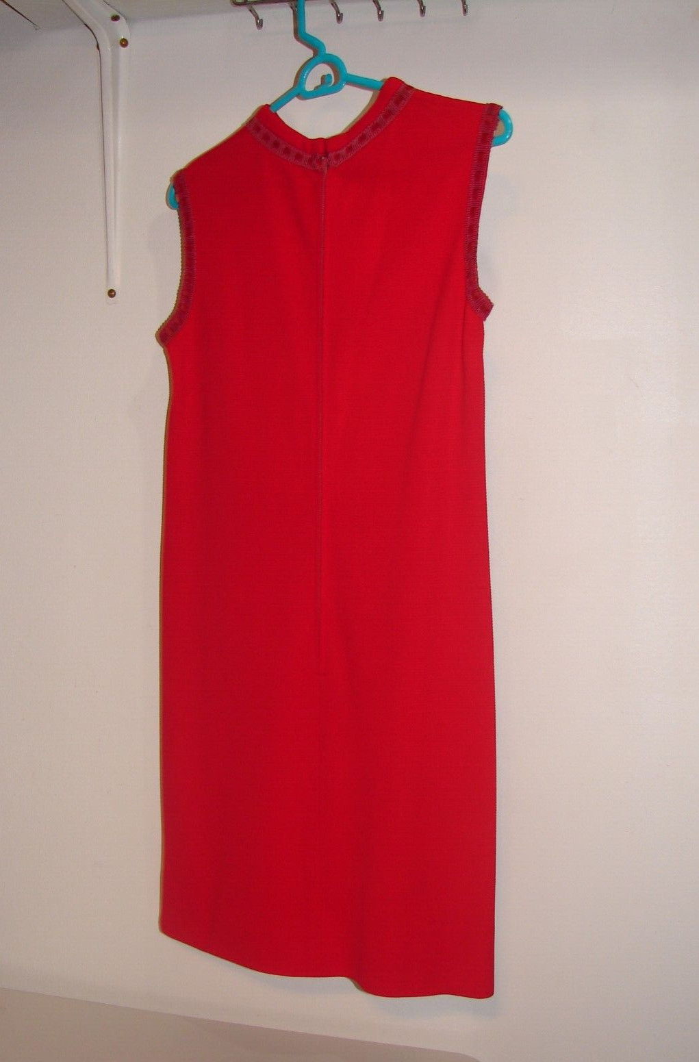 Vintage 60s Retro GoGo Red Polyester Dress Sleeveless Kay Windsor Ribbon Detail