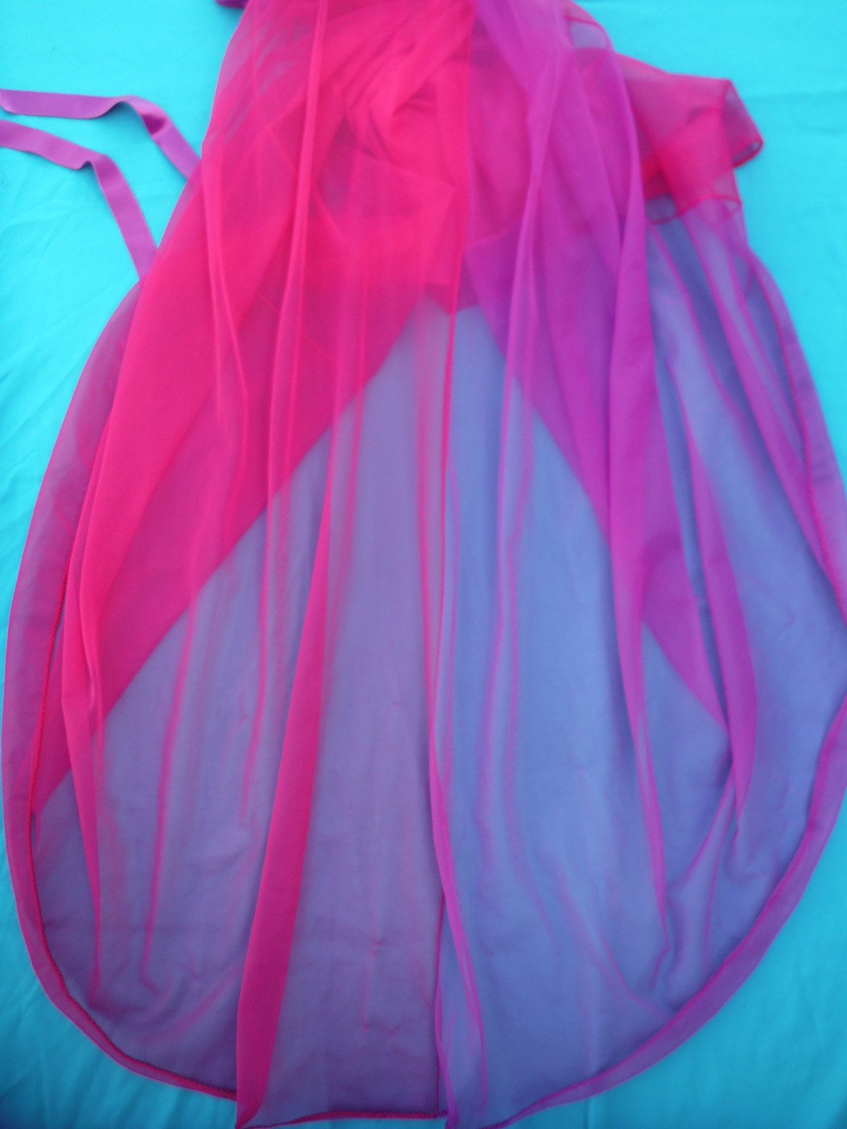 GORG! VTG Chiffon Purple & Magenta lined Maxi Gown Flowing Ruffles Amazing! Sm