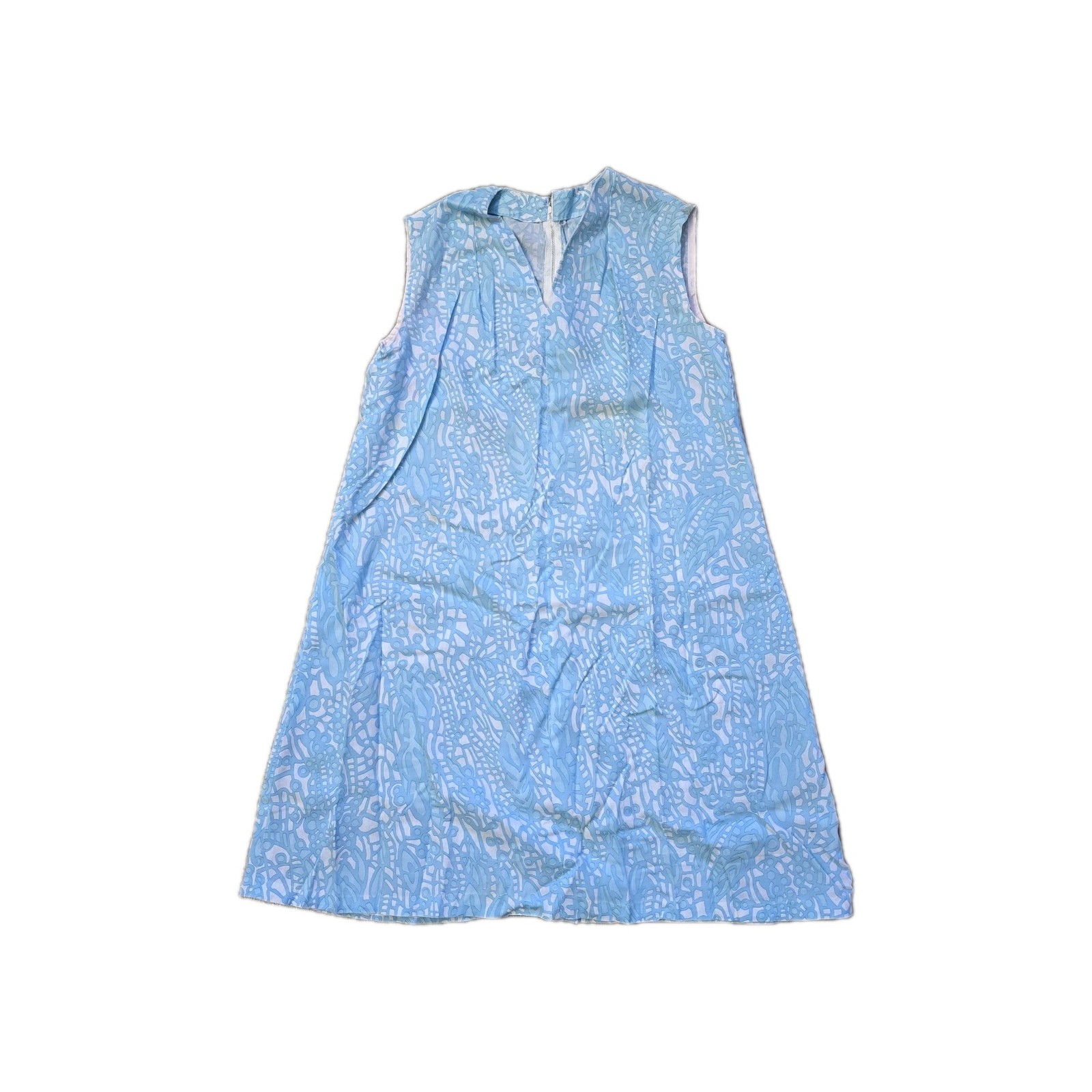 Vtg 1960s A Line Shift Dress Blue White Abstract Print Resort Lilly Style SZ M