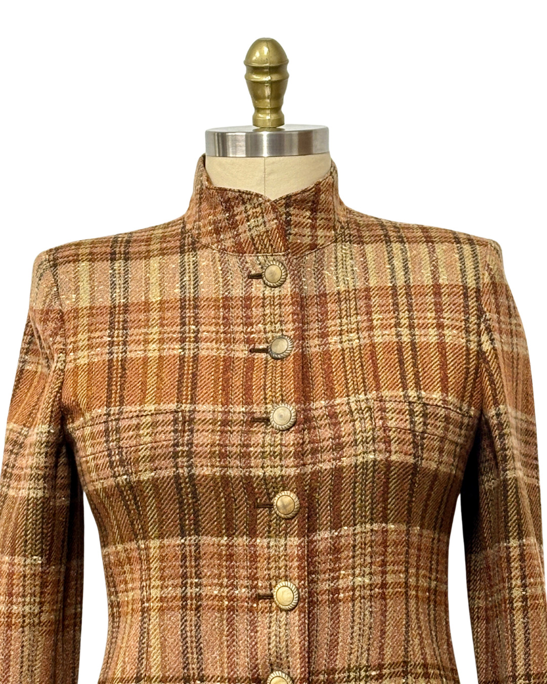 VINTAGE 1990s EMANUEL UNGARO BEIGE & BROWN WOOL BLAZER | VINTAGE WOOL JACKET