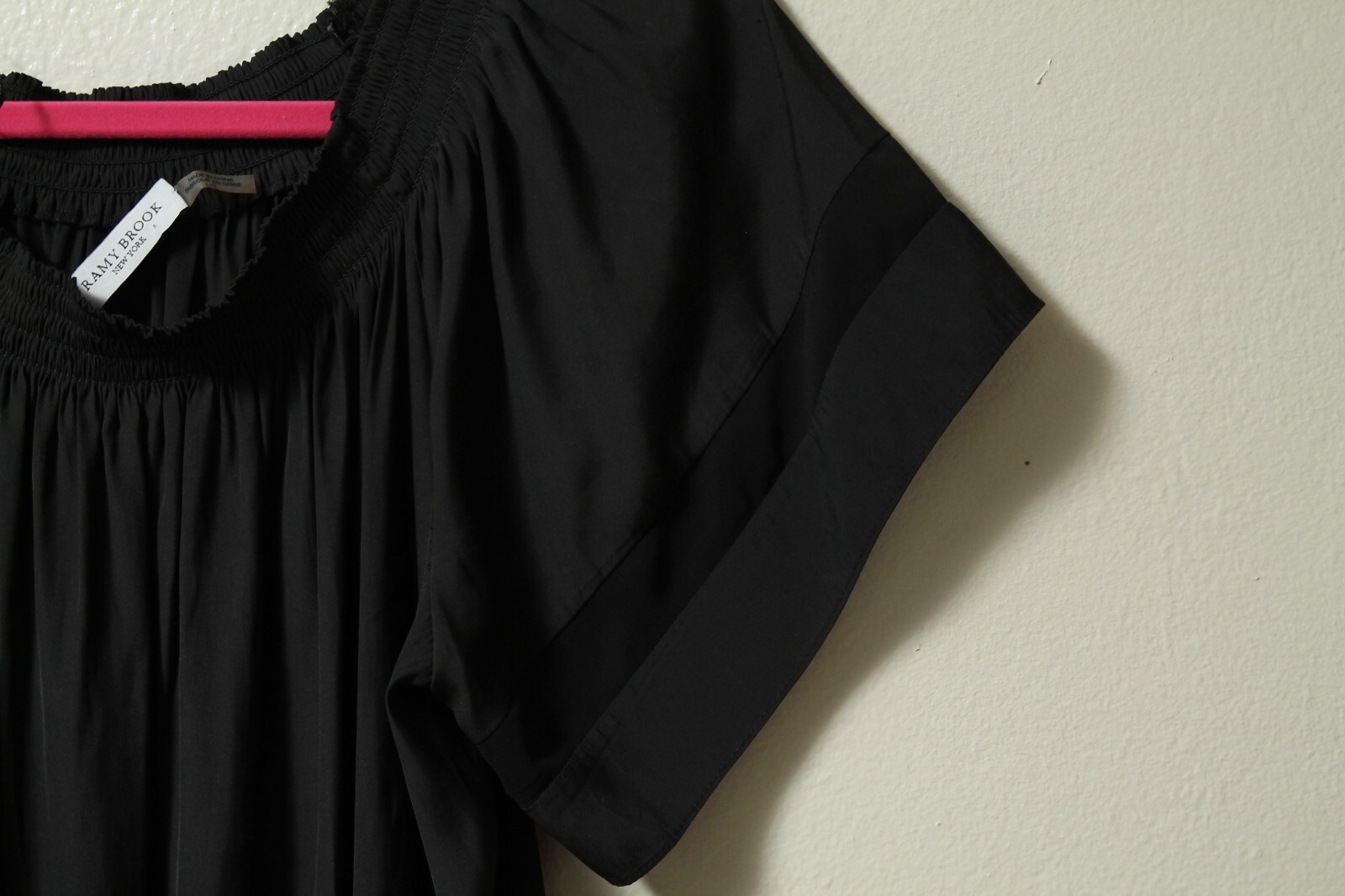Ramy Brook Short Sleeve Black Off The Shoulder Mini Dress Size Large