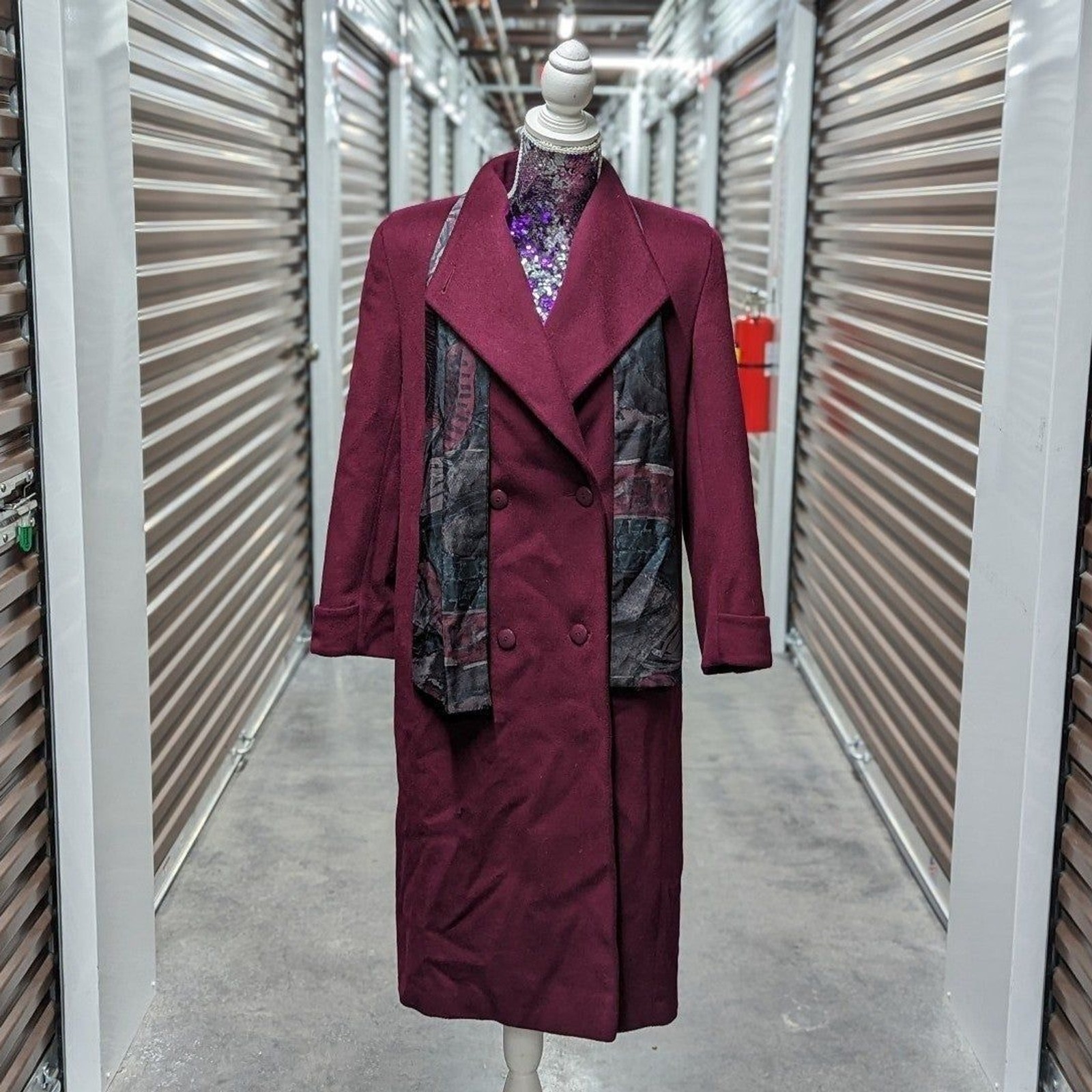 Dark Academia Forstmann Wool Alorna Petite Burgundy Peacoat USA Scarf Coat