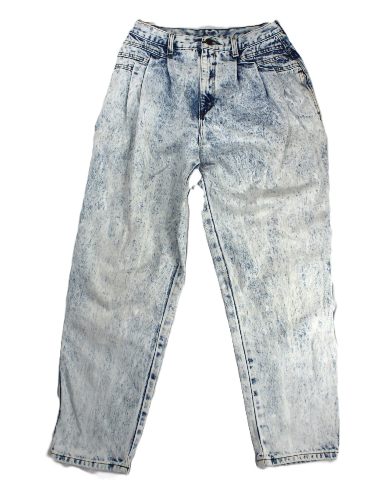 Vintage 80s Zena Acid Wash Jeans Pleated High Waist Tapered Ankle 29 x 28.5