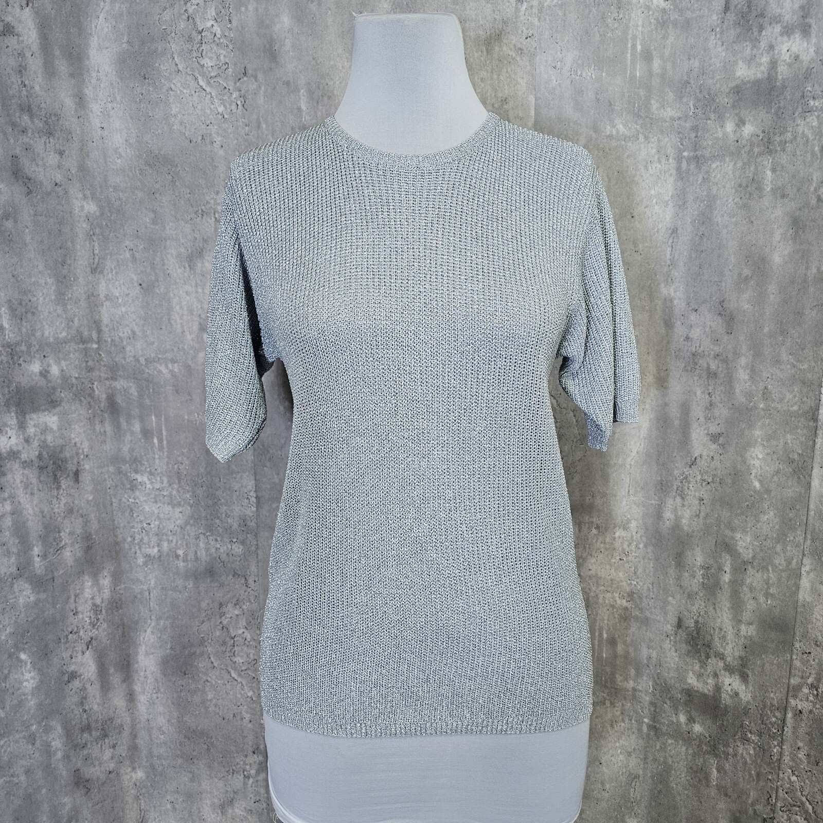 Vintage 90s Effeci Womens Crochet Knit Sexy Sparkly Sleeveless Sheer Mesh Party