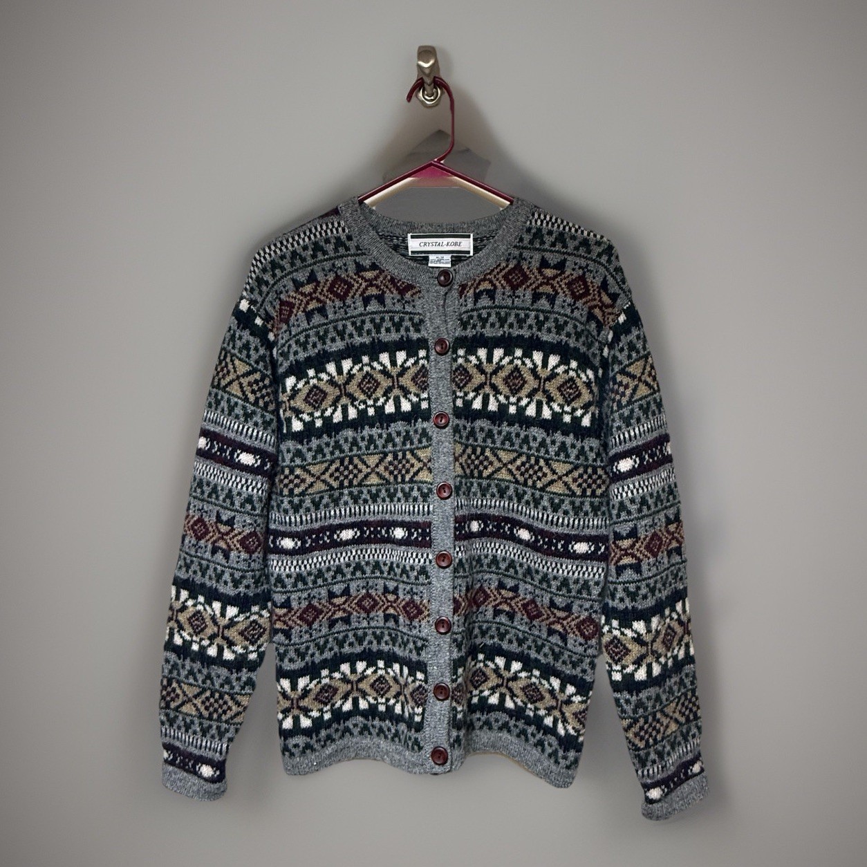 Vintage Crystal Kobe 100% Wool Shetland Cardigan Women’s M Button Up Cottage