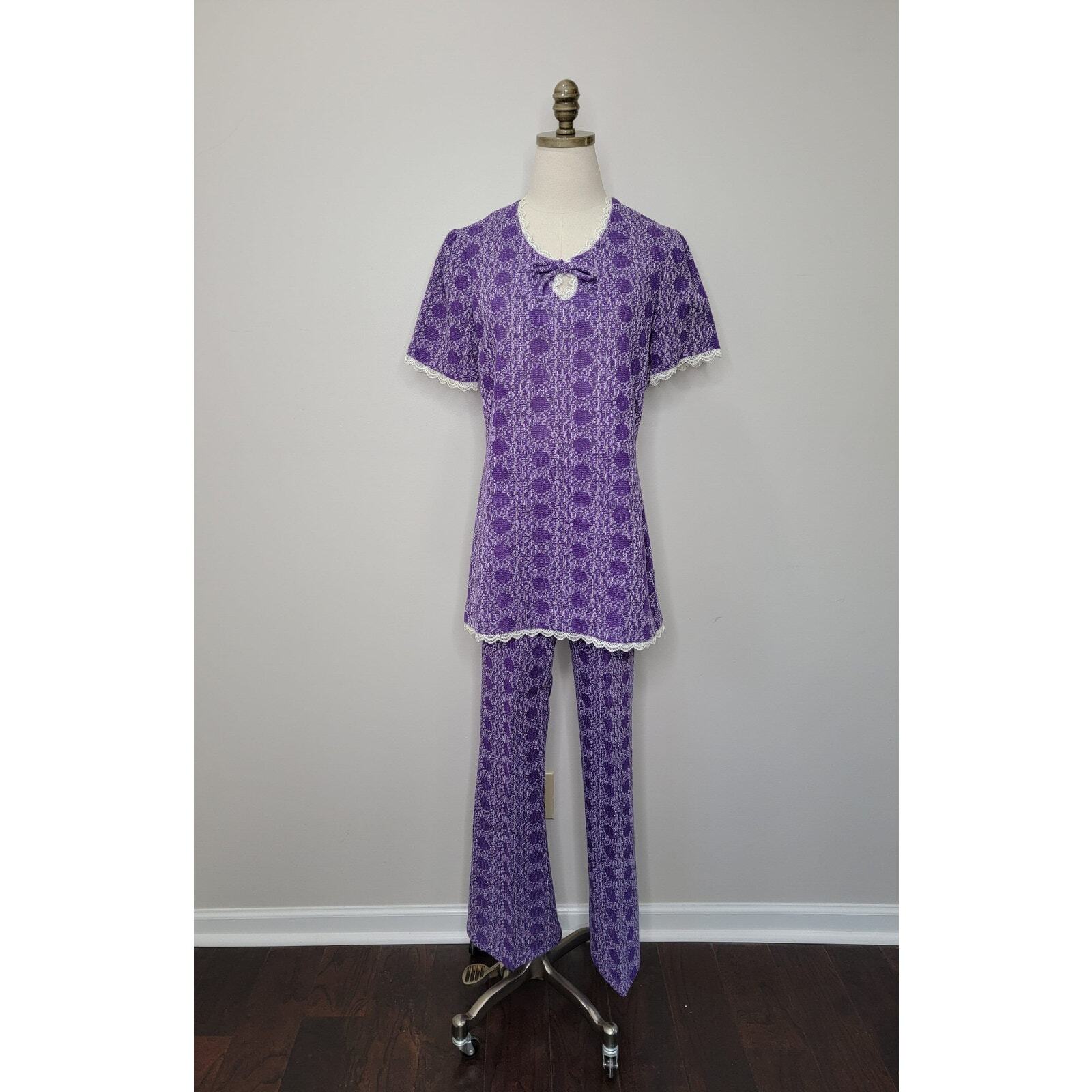 1960s Purple Pants and Top Woven Set