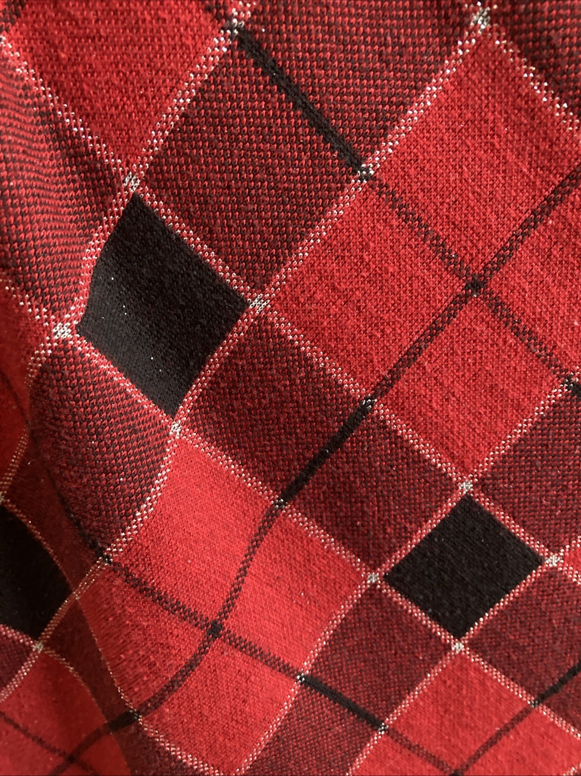 Vtg 80s Cathy Daniels Red Black Metallic Plaid Midi Skirt Medium Academia Grunge
