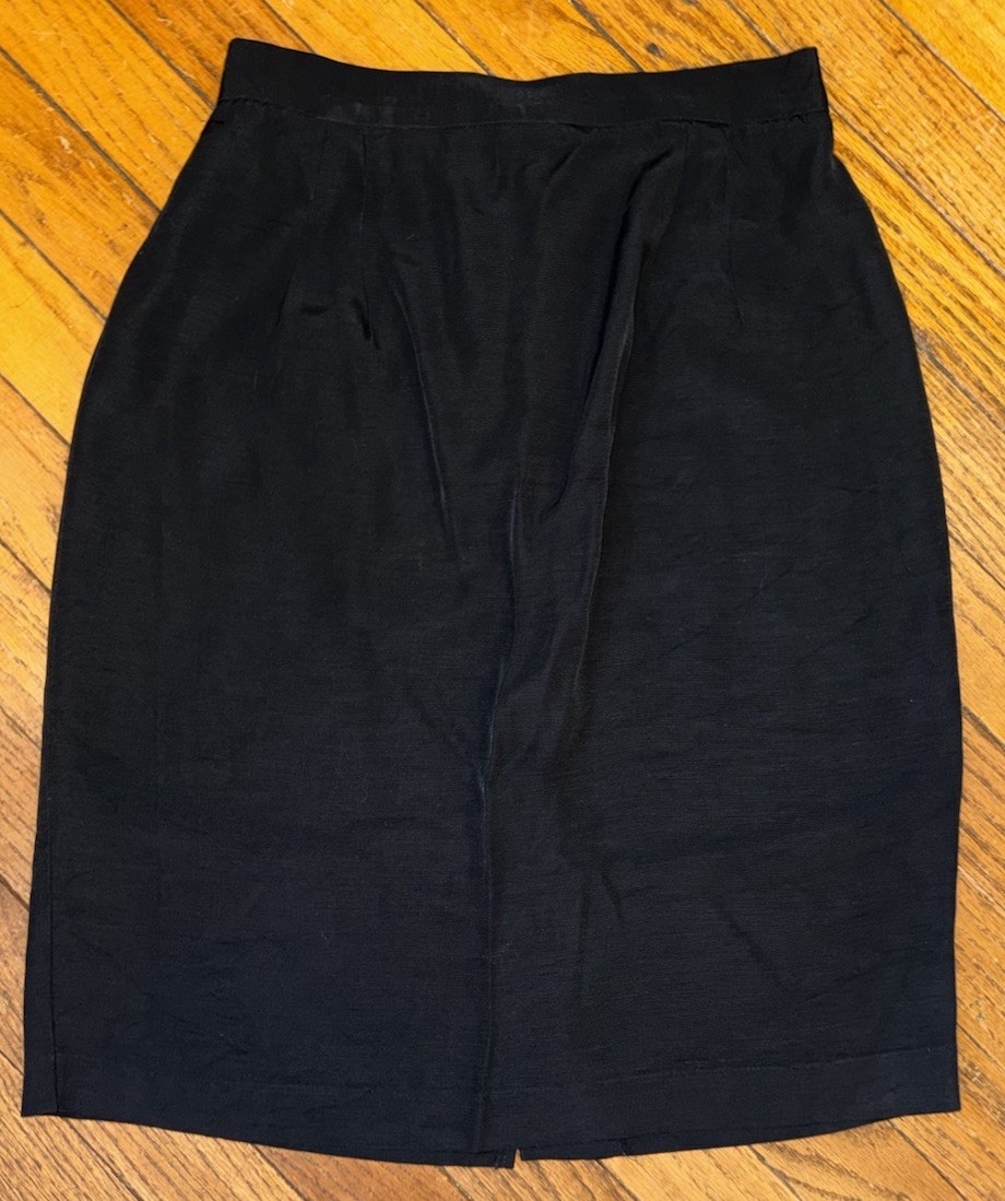 Vintage Black Midi Pencil Skirt Business Teacher Casual Dress Size 11/12