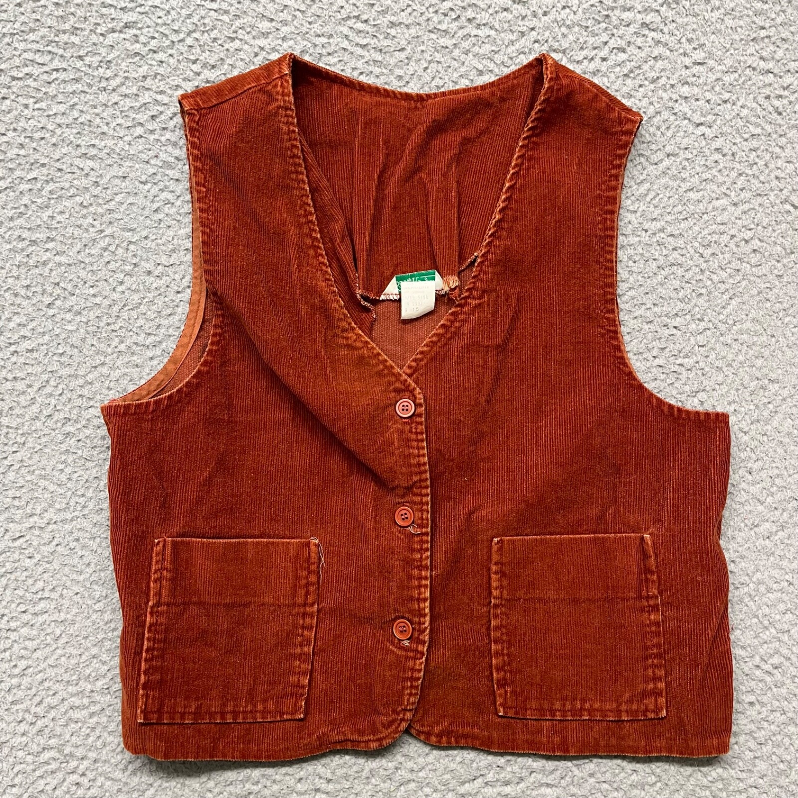 Vintage Sears Jr Bazaar Vest Brown Corduroy 60’s 70’s Retro Disco Western