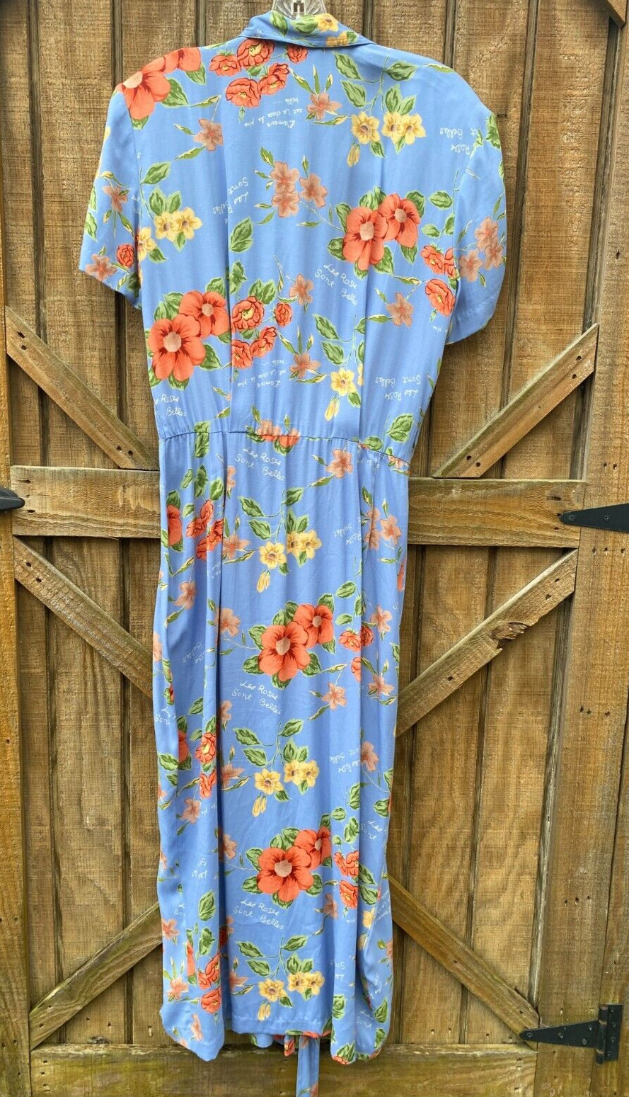 Vintage Robbie Bee Blue Floral Collared Maxi Dress Womens Size 10 Cottagecore