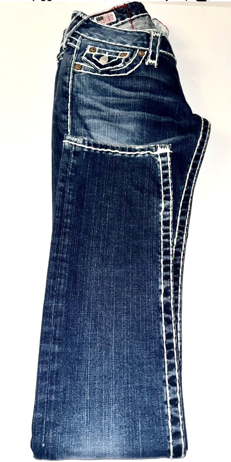 True Religion Billy Super T Jeans Womens 23 USA Made Y2K Dark Wash NWOT