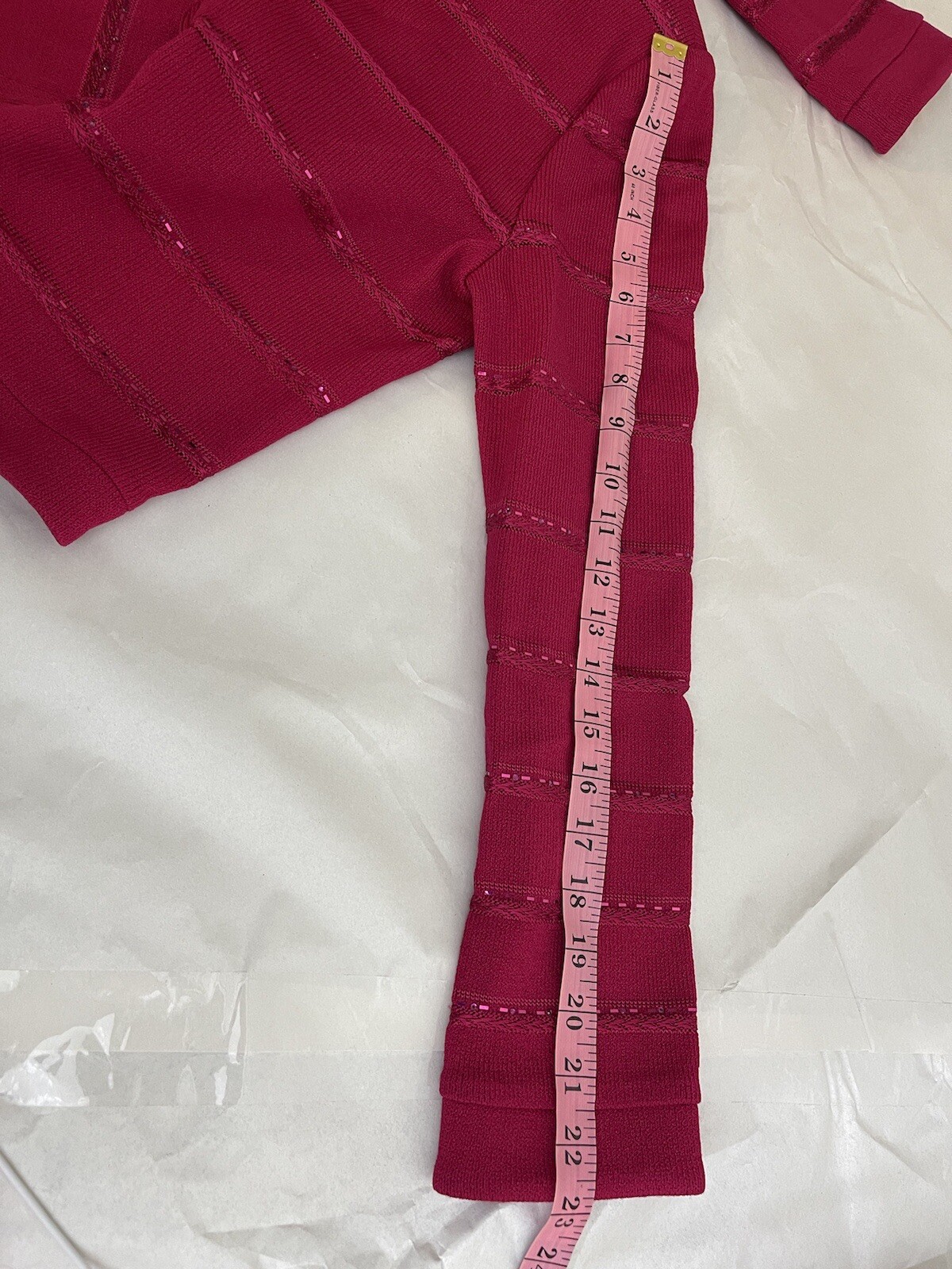 ST. JOHN EVENING BY MARIE GRAY KNITTED BLAZER SZ 10 RED BEADED EMBROIDERED