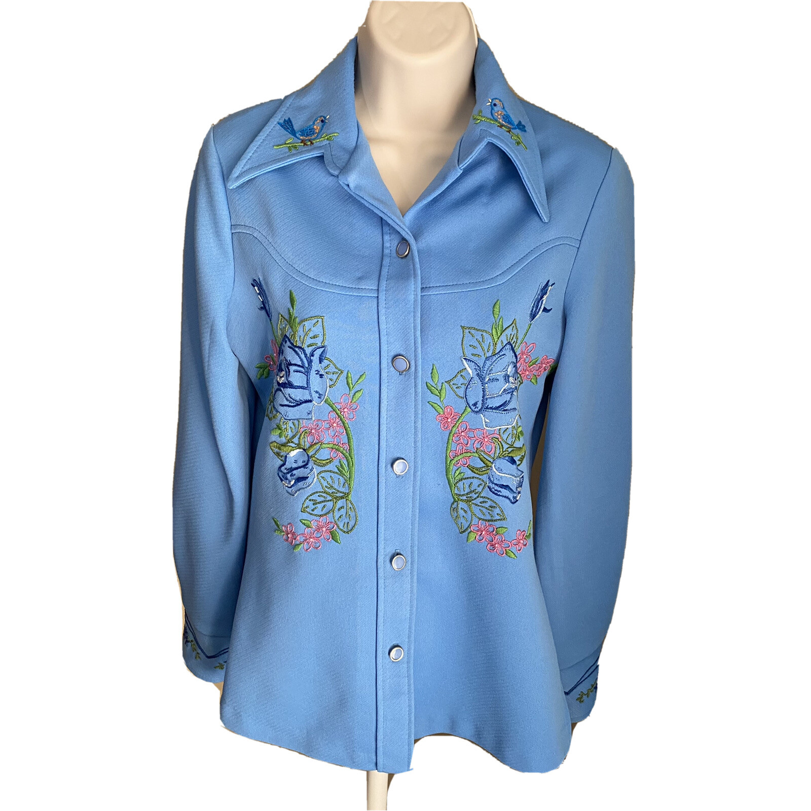 Vtg Embroidered Shirt 50s 60s Sm Med Rockabilly Country Western Costume