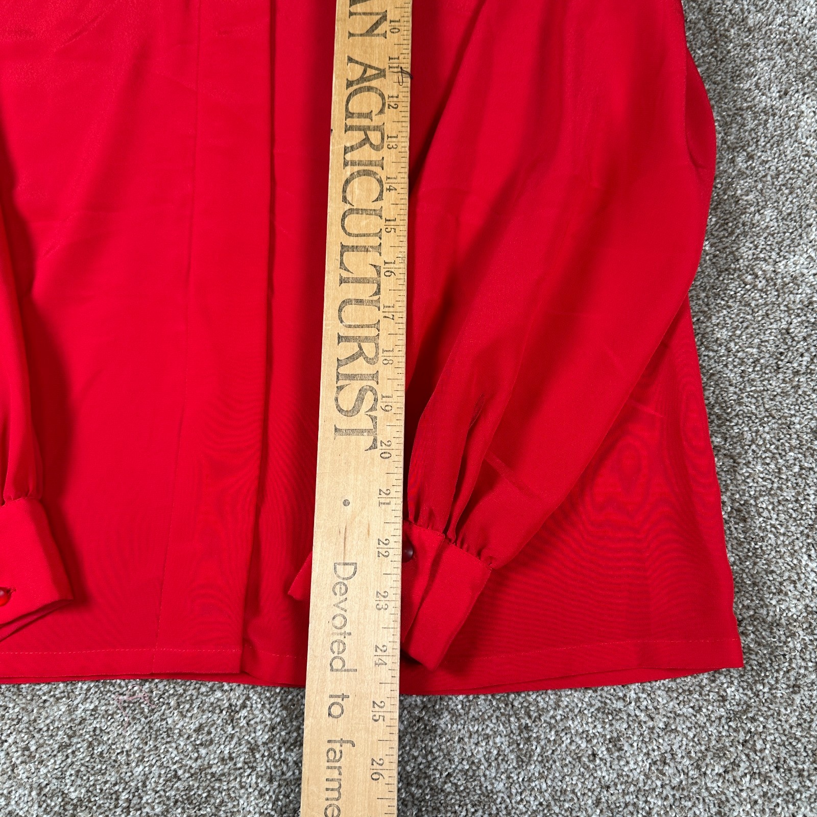 Pendleton 12 Petite Mock Neck Red Long Sleeve Blouse Top Vintage 80s