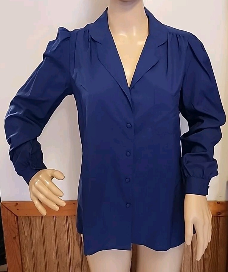NEW Vintage 80s Jasara Sheer Poly Button Cuff Blouse (Many Colors) Upstrclt1
