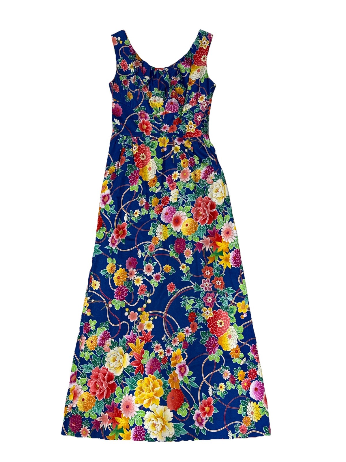 Authentic VTG 60s Andrade Honolulu Collectible Cotton Dress SZ 10 Blue Print M