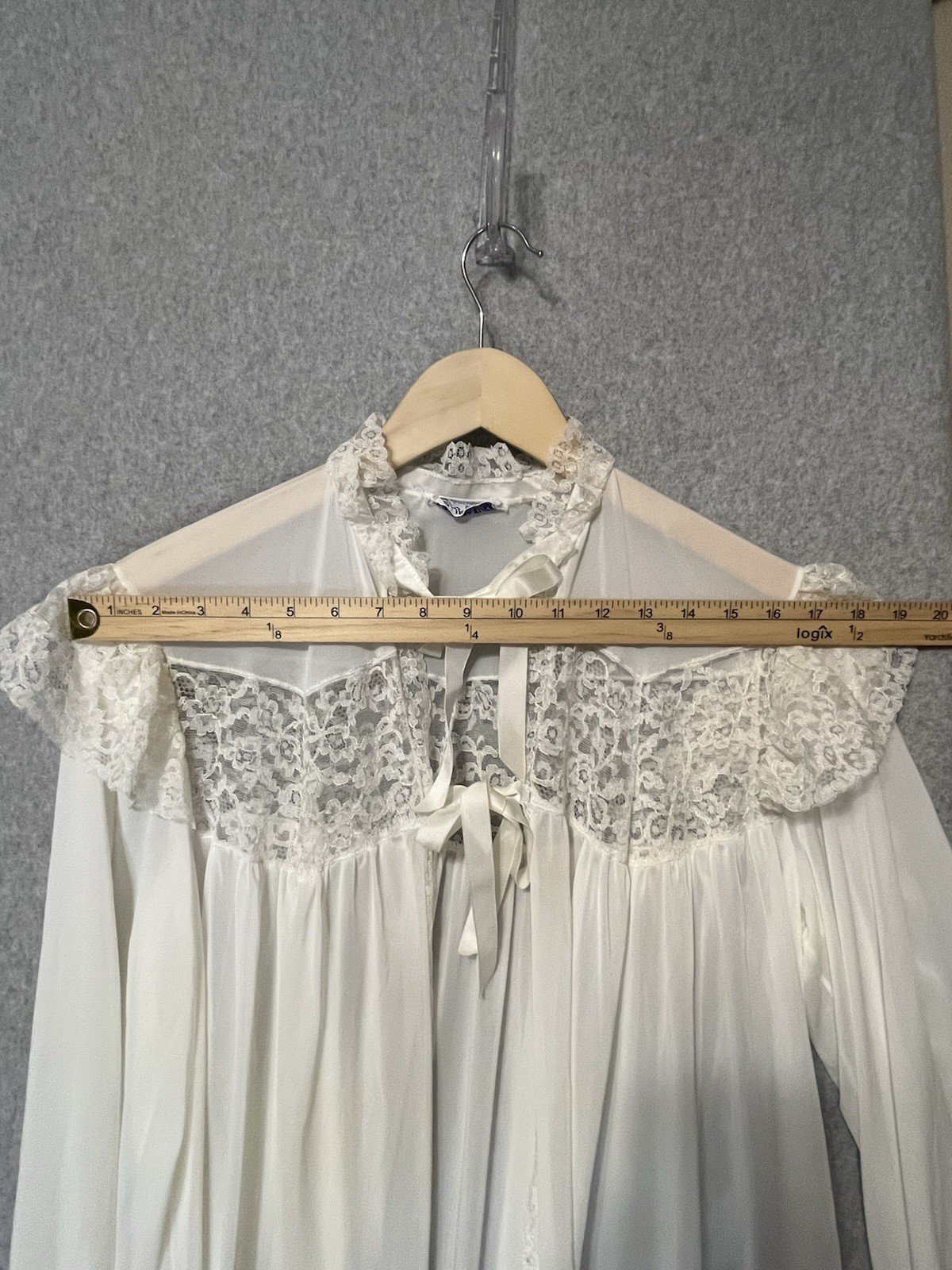 MCM Peignoir Set Radcliffe White Nightgown 2-Pc Lingerie Long 36 M Bridal VTG