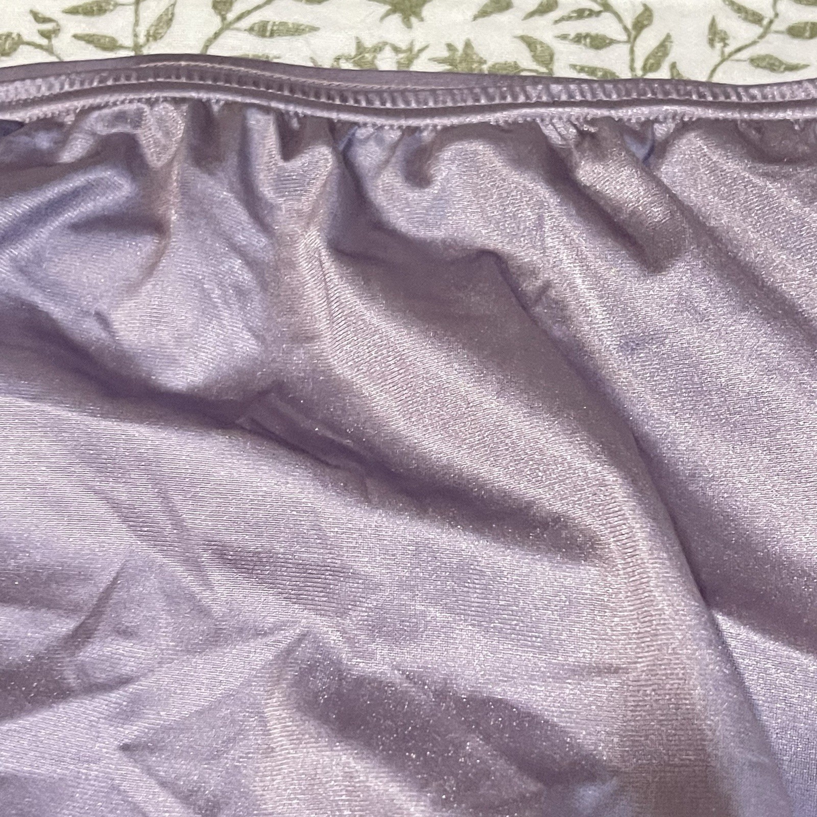 VTG Vanity Fair Panties Purple Lace Nylon High Waisted 8/XL Sheer Sissy Satin