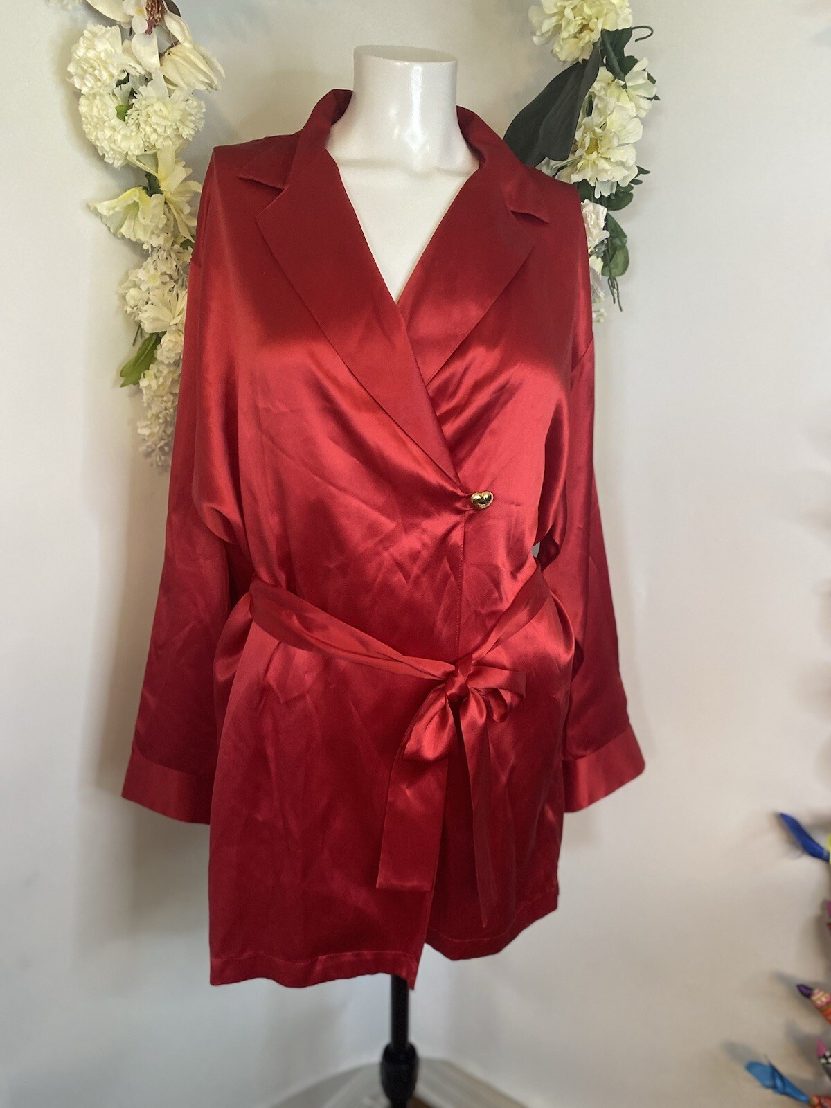 Marilyn Monroe By Warners Vintage 100% Silk Red Robe Pajama Women’s Medium NWOT