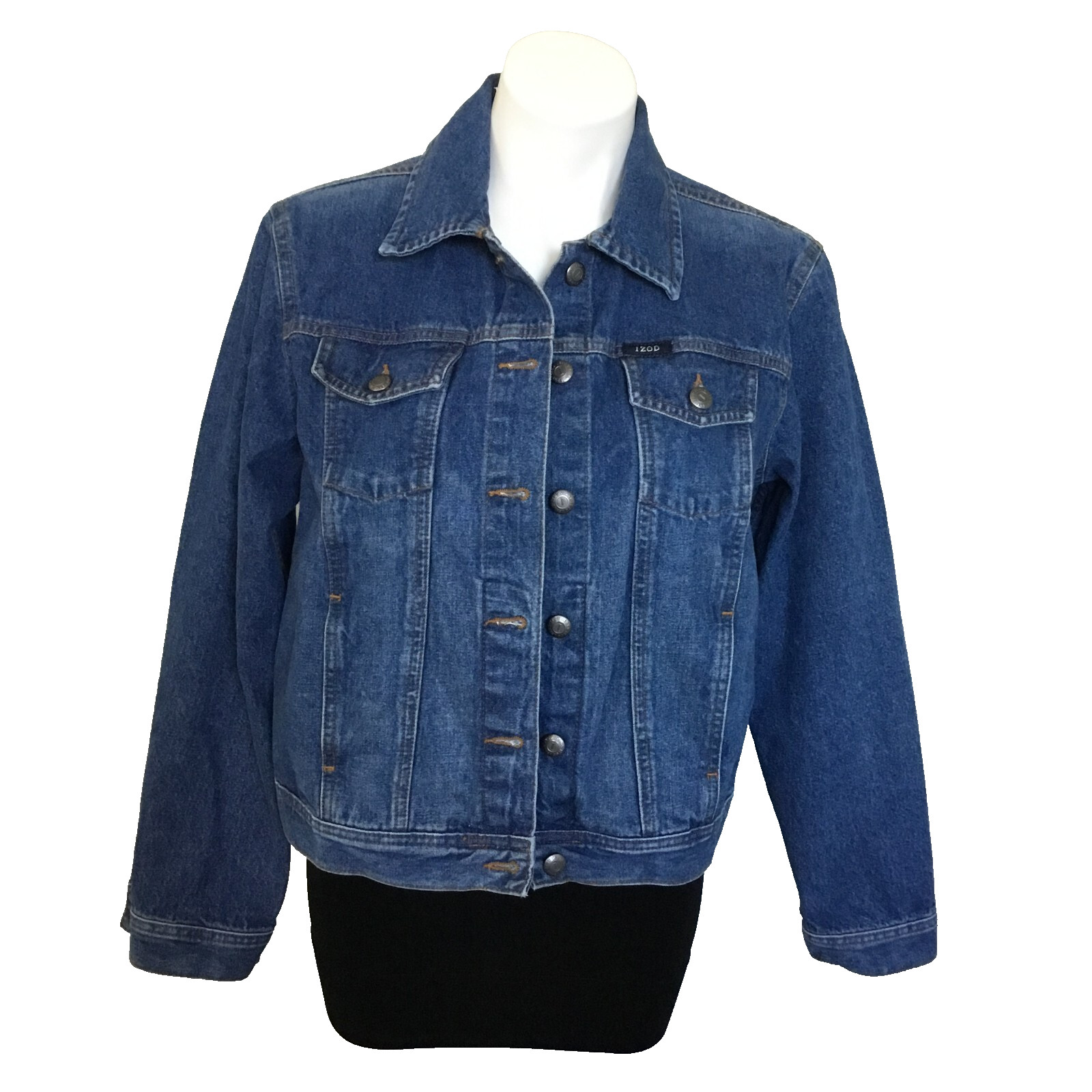 Vintage 1990s / Y2K IZOD Denim Jean Jacket, Minimalist, Cabin Core,Petite Large
