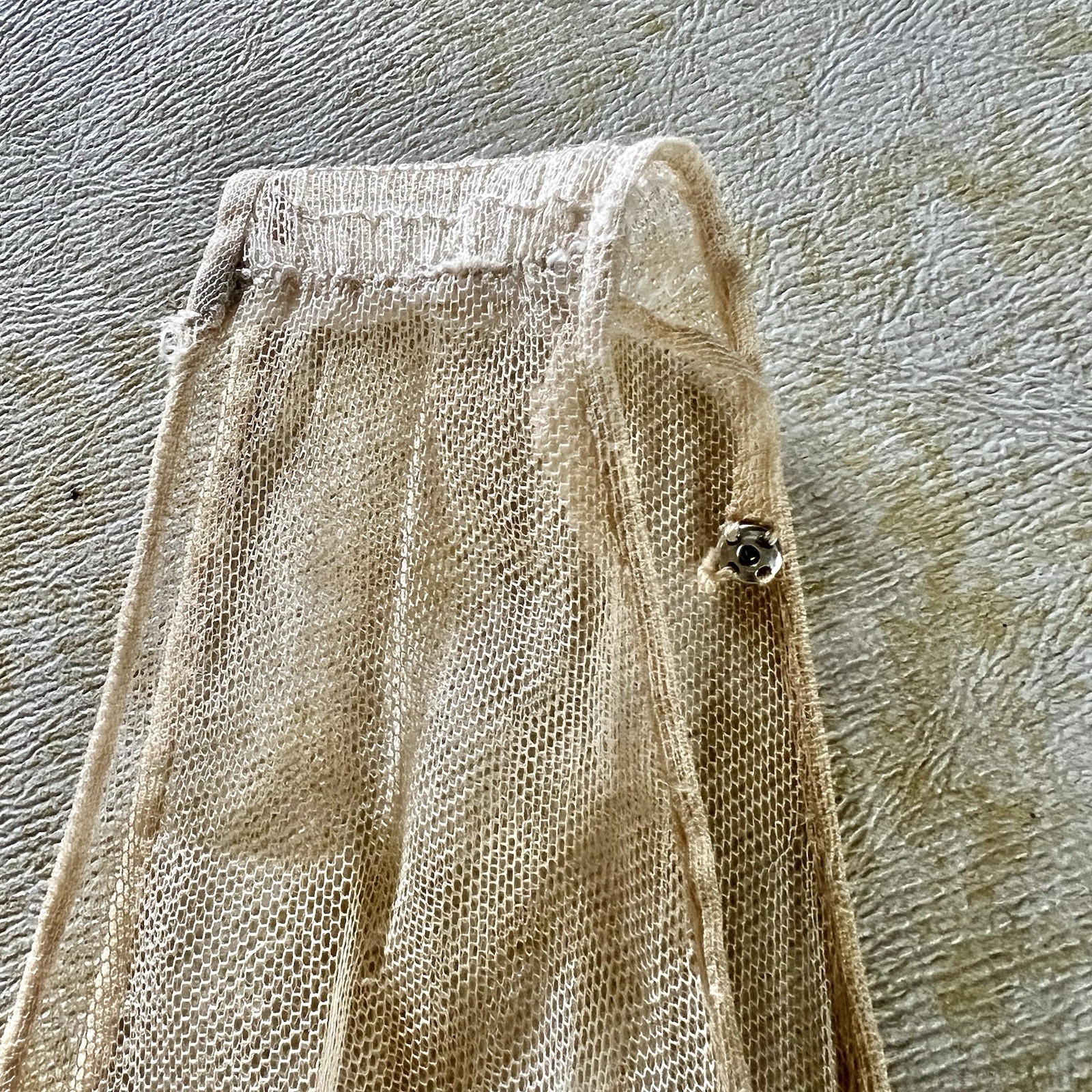 1920s Vintage Sheer Net Lace Embroidered Flapper Dress S/M