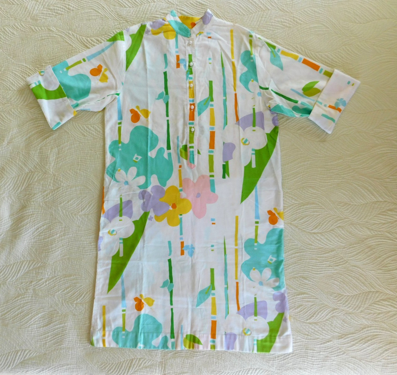 VTG Catherine Ogust Penthouse Gallery mod Sakura, bamboo & butterfly shirt dress