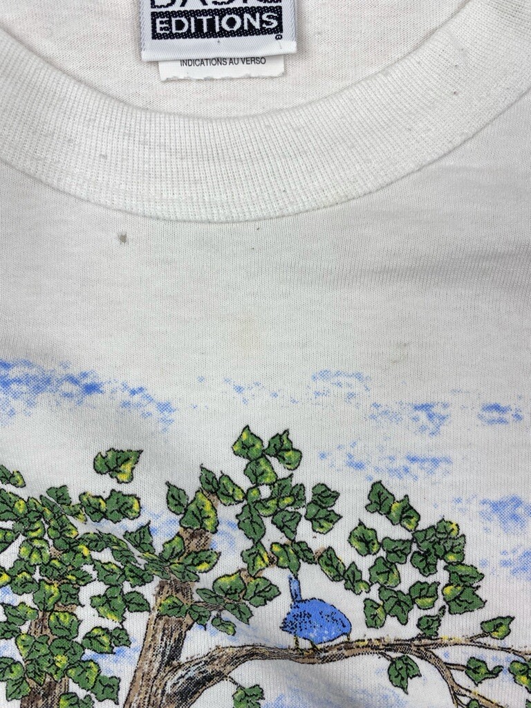 Basic Edition Garden Country Floral Graphic White Sweater L #3071
