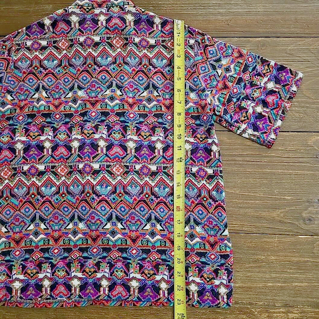 Jaeger Cotton Abstract Multicolor Button Blouse No Size Tag Great Britain Vtg