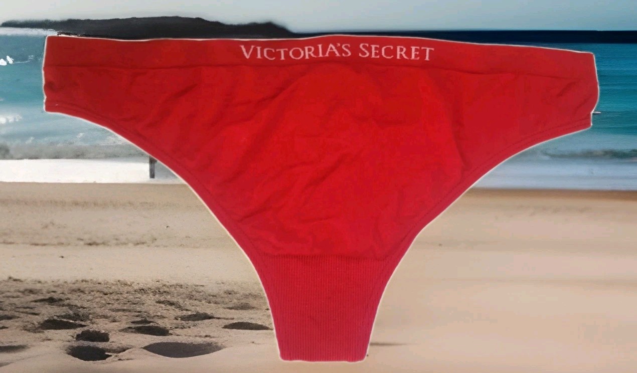 Vintage Victoria’s Secret Thong Bikini Panties Red Microfiber Signature