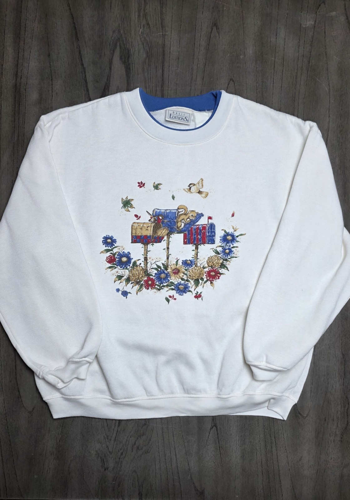 Vintage Basic Editions Nature & Mailbox Sweatshirt Double Collar, No Size Tag