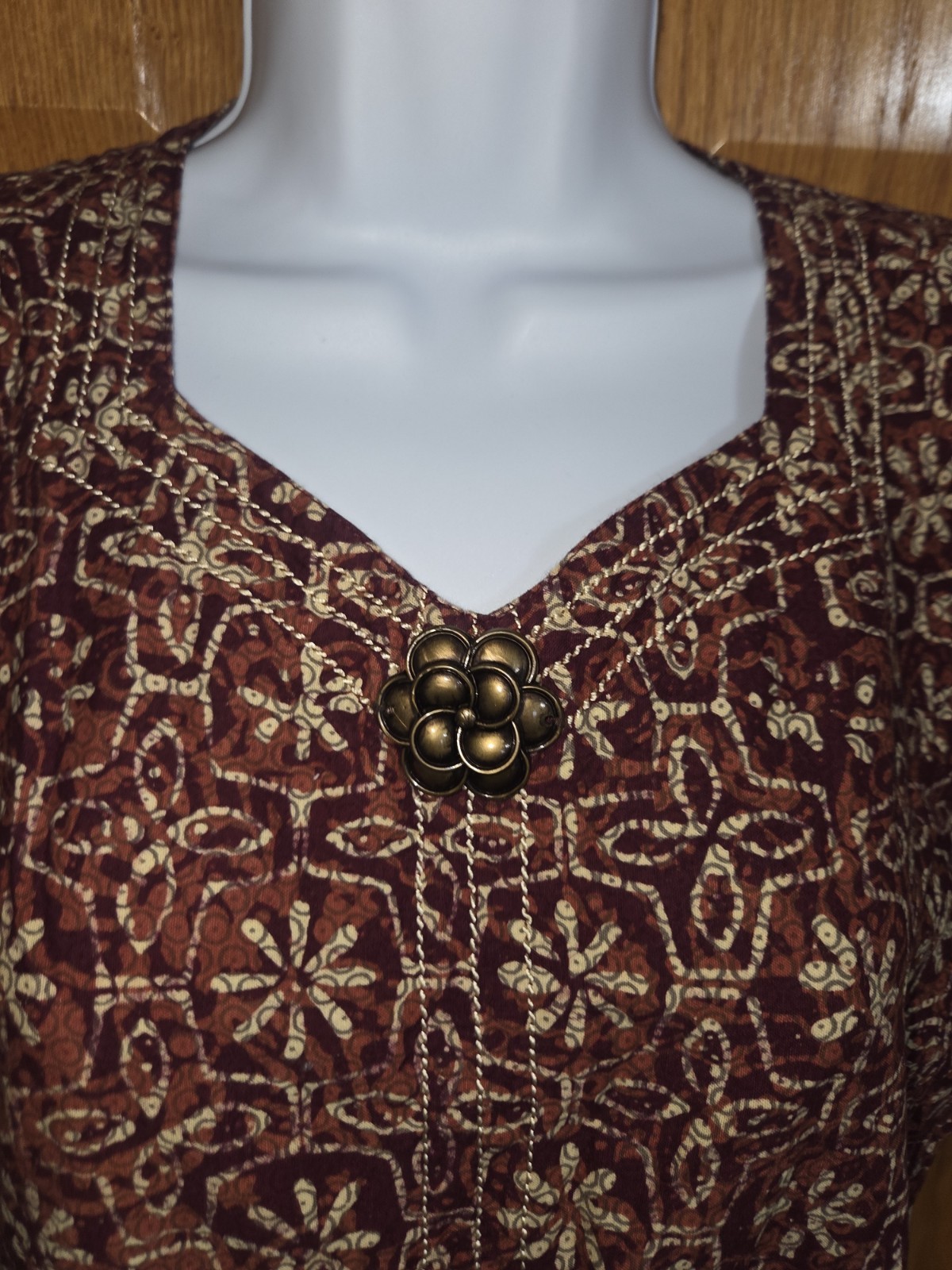 1960s Or 1970s Batik Dress Kamishimo Style Shouler Cap Sleeve Funky Print Sz S/M
