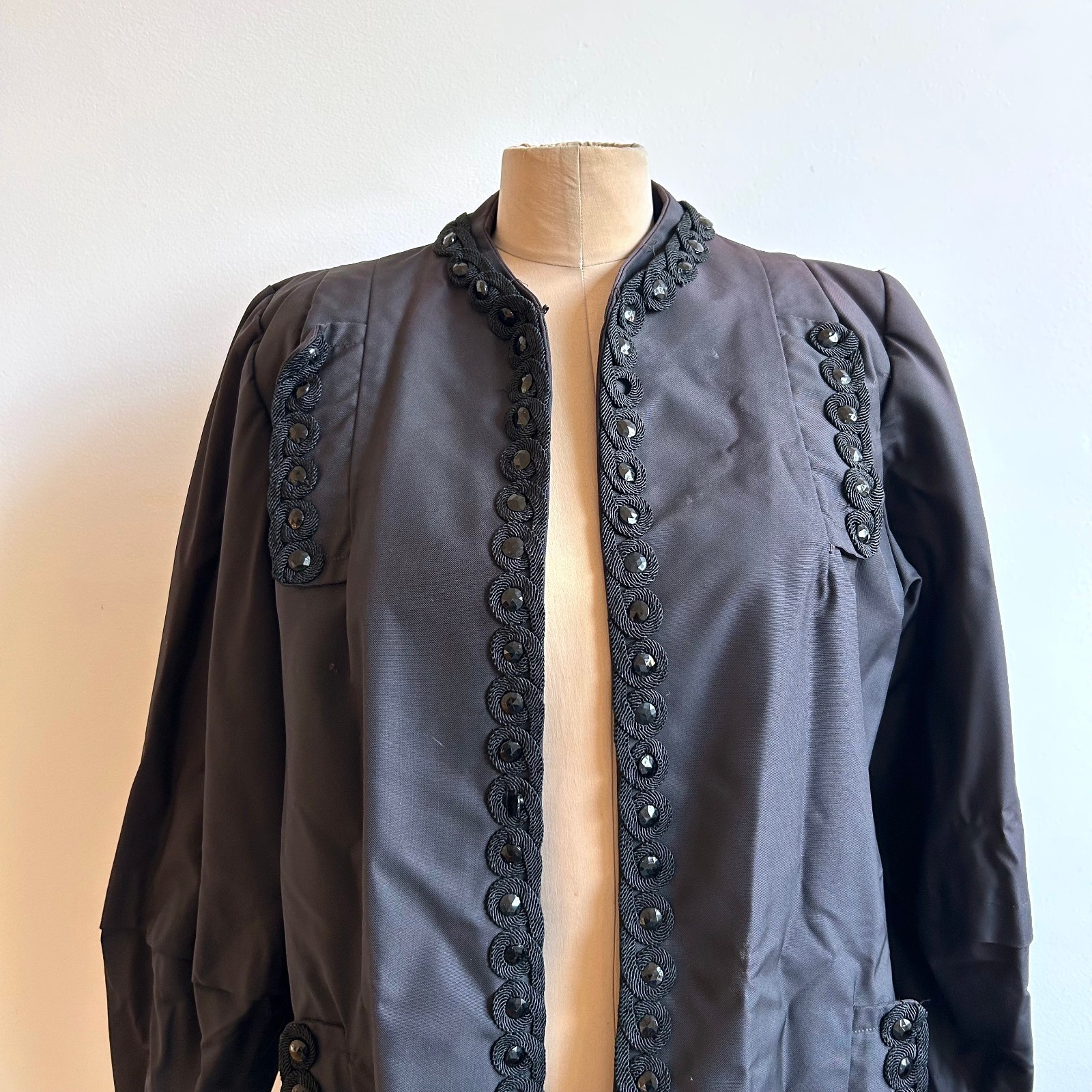 Rare 1930s Eisenberg & Sons Black Evening Jacket Rain Coat M L Irma Kirby