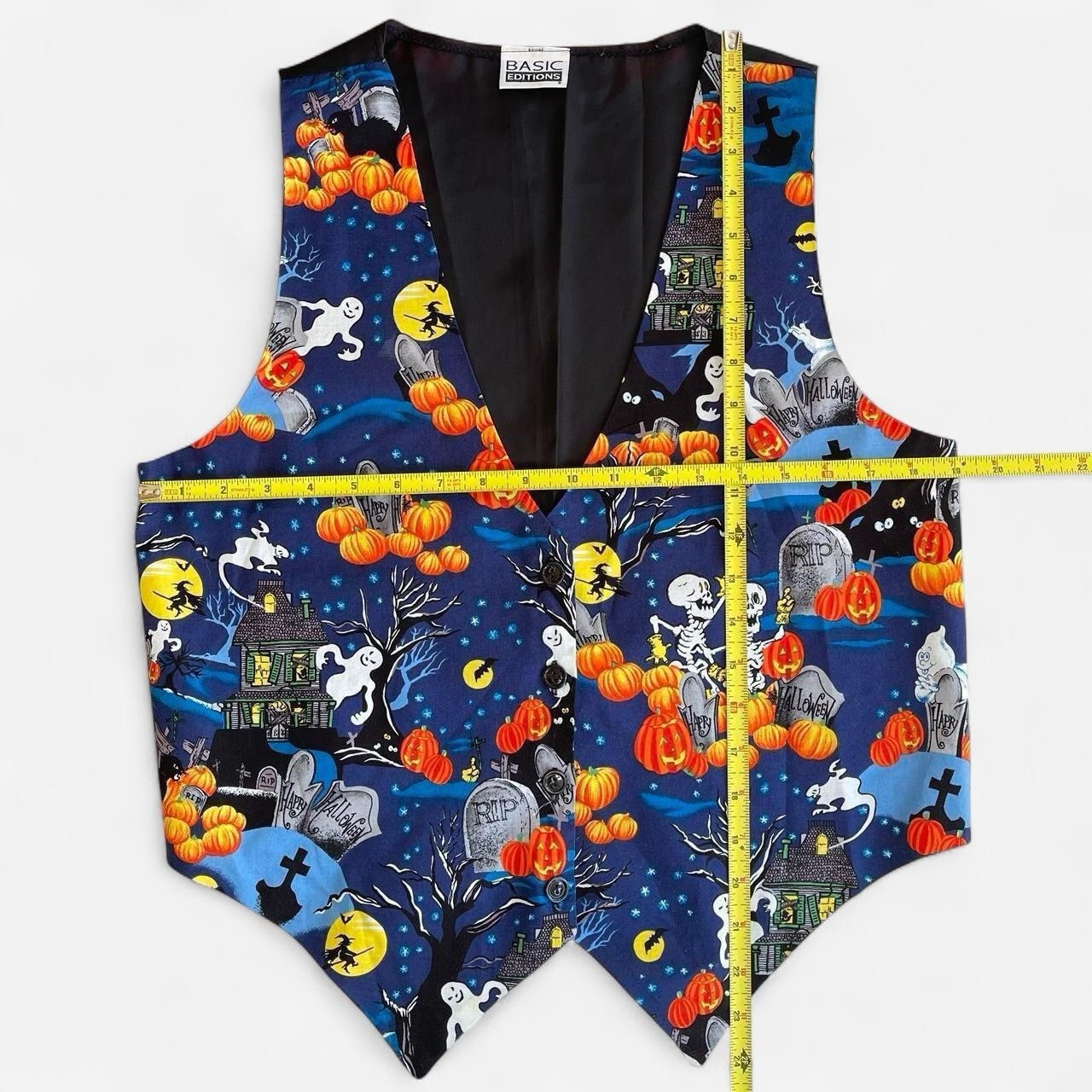 Vintage Basic Editions Halloween Vest with Jack O Lanterns Witch Ghost Design