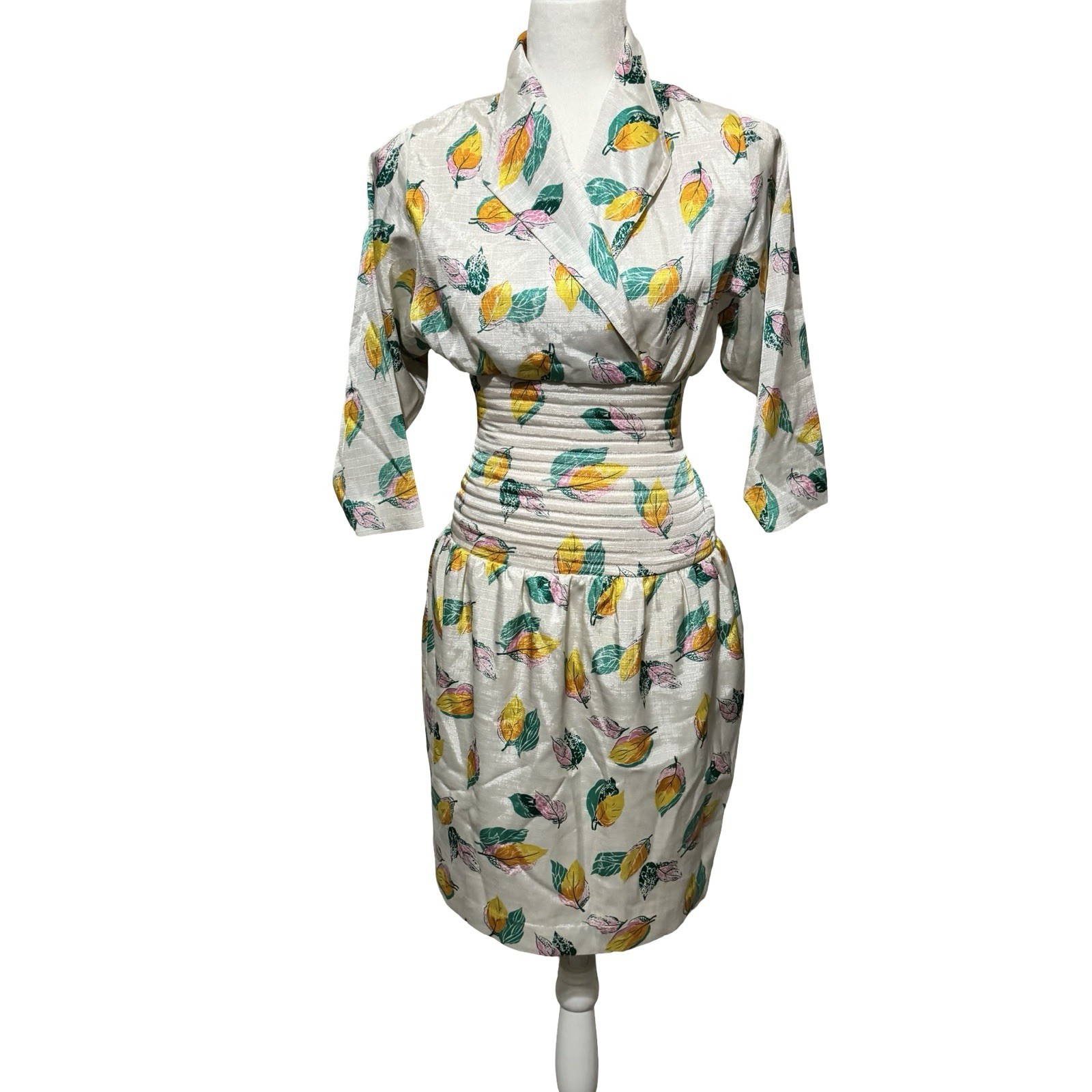 Vintage 80s Dress size XS Power dress shoulder pads abstract