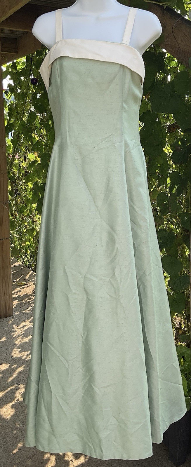 Vintage 1960s Handmade Seafoam Green Formal Maxi Dress Matching Stole Small