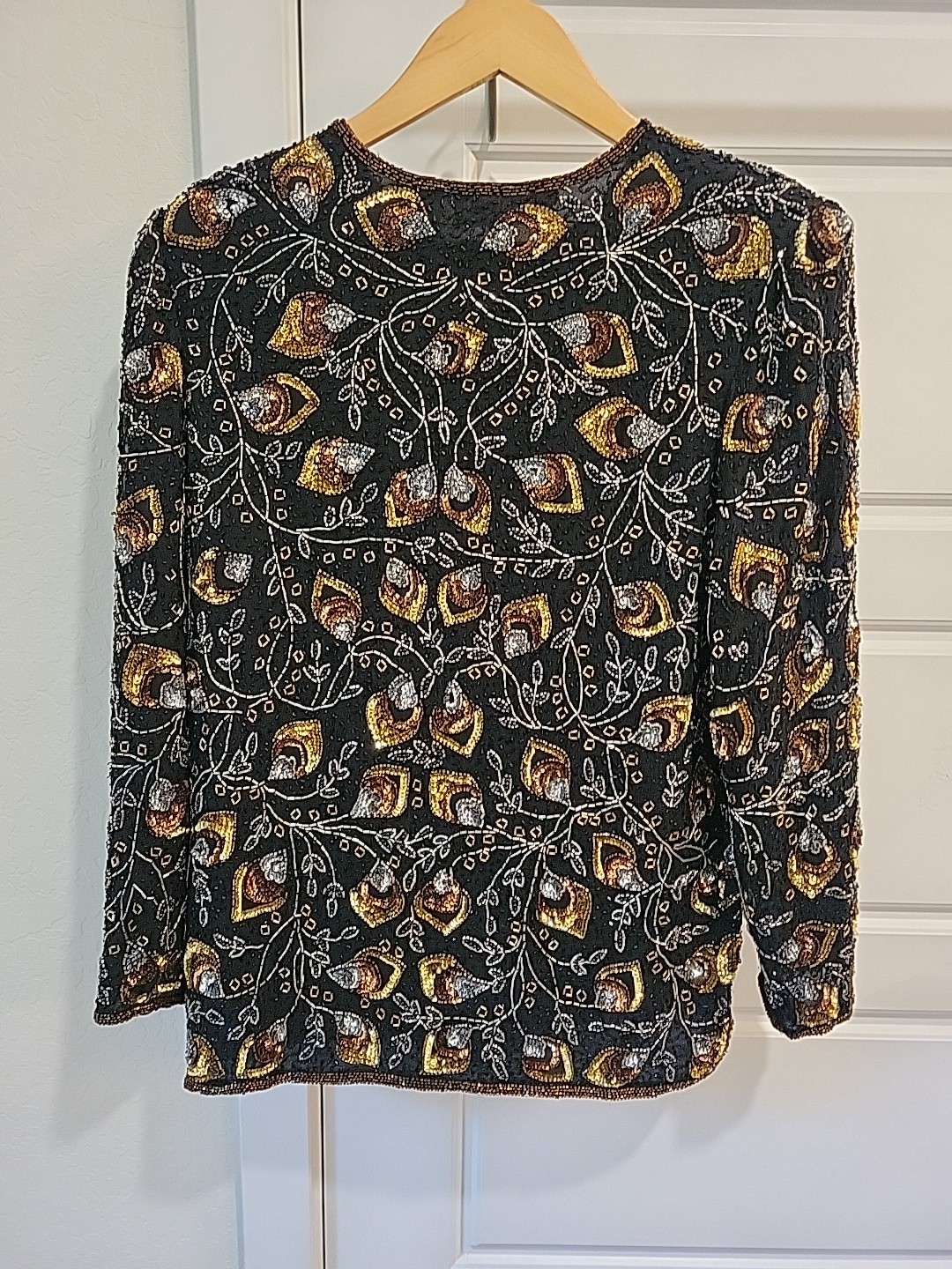NWT NIGHT VOGUE Vintage gold Sequin & Beaded Jacket Glam Disco 80s 90s M Silk