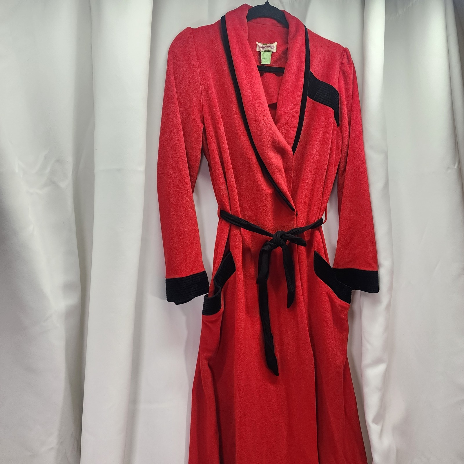 Vintage Evelyn Pearson Red Black House Coast Dressing Gown Small Loungewear Robe