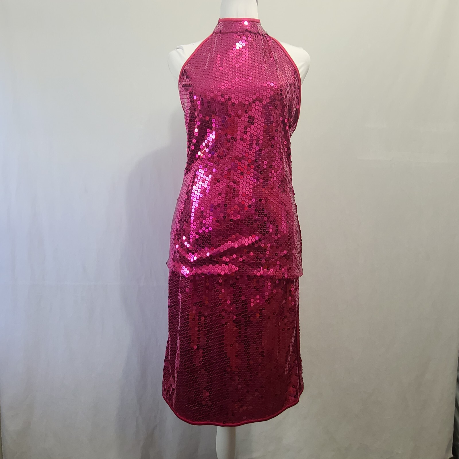 Vintage 80s Cattiva Boutique By Ann Hobbs Sequin Skirt Halter Set Women’s Size 8