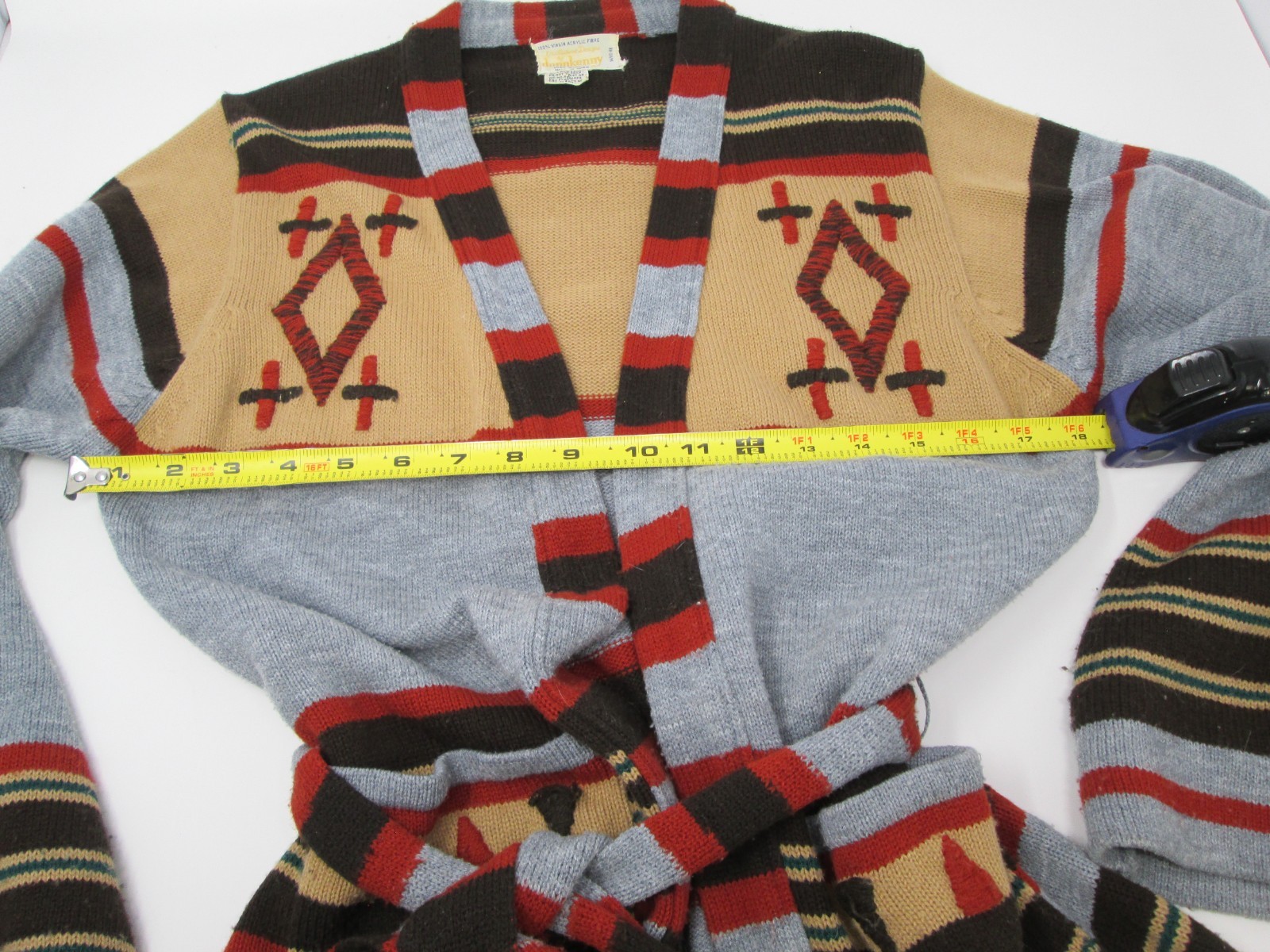 Vintage 1970s Tie Front Sweater Bell Sleeve Hippy Boho DonnKenny Womens Cardigan