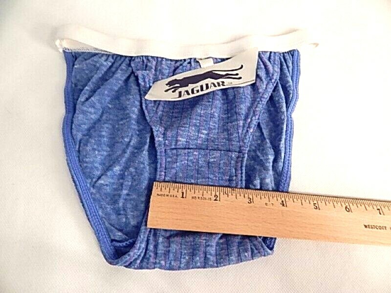 US Vintage 1980 90 Jaguar Blue Red Stripe String Strap Panties Underwear Retro S